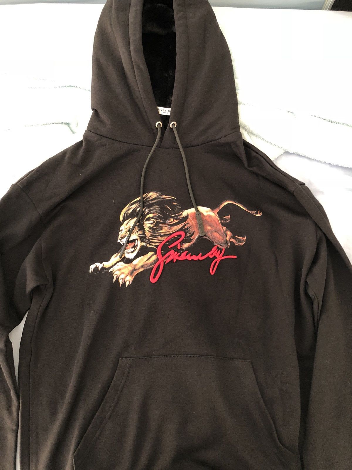 Givenchy Givenchy Leo Lion Embroidered Faux Fur Hoodie Grailed