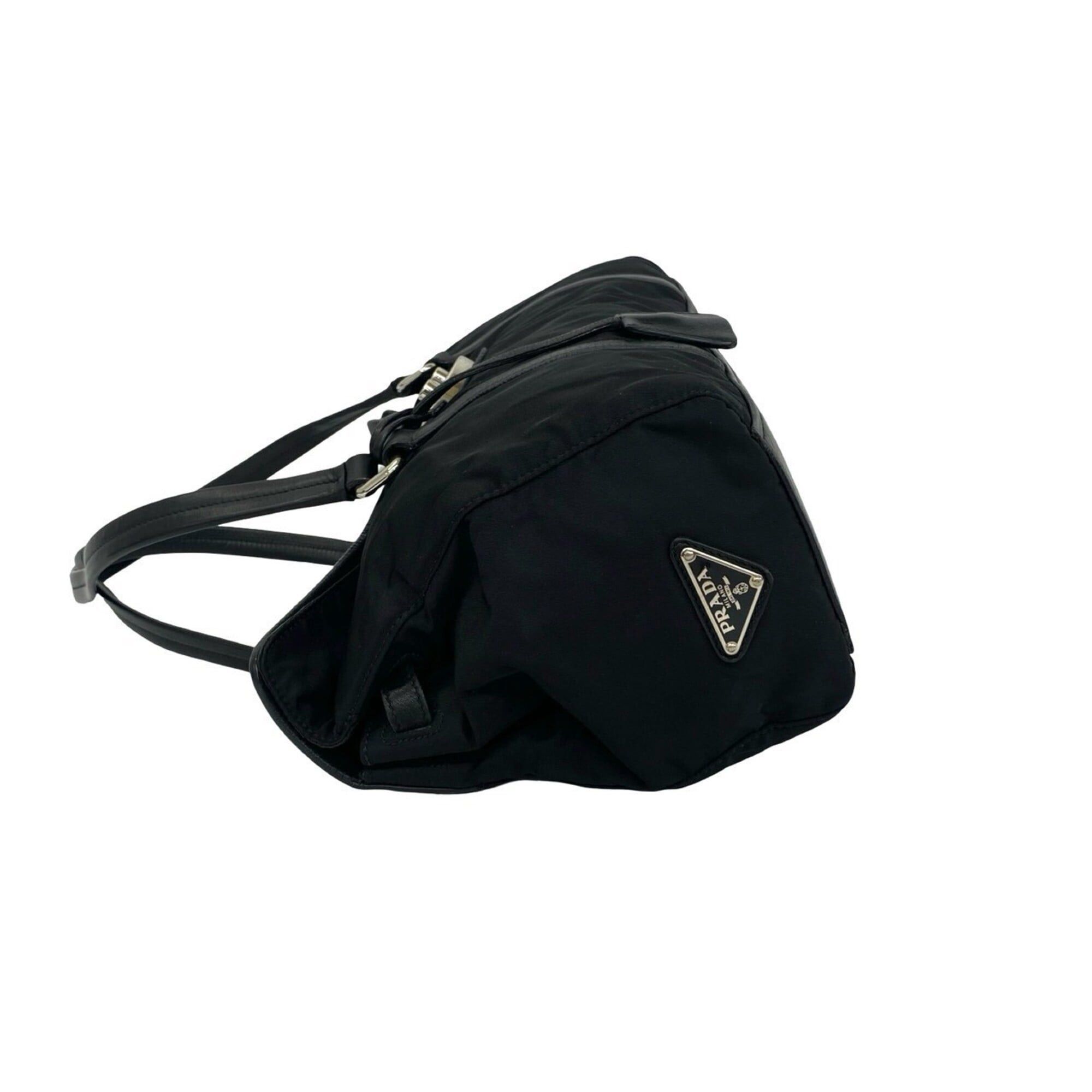 Prada PRADA Triangle Logo Hardware Tessuto Pocono Nylon Leather Tote Bag Semi Shoulder Black 53311 Size ONE SIZE - 5 Thumbnail