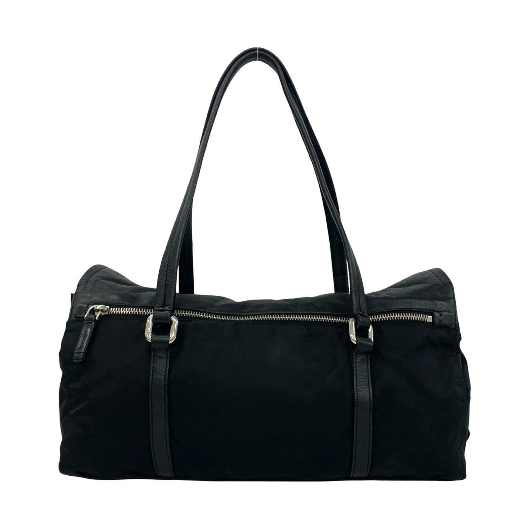 Prada PRADA Triangle Logo Hardware Tessuto Pocono Nylon Leather Tote Bag Semi Shoulder Black 53311 Size ONE SIZE - 3 Thumbnail