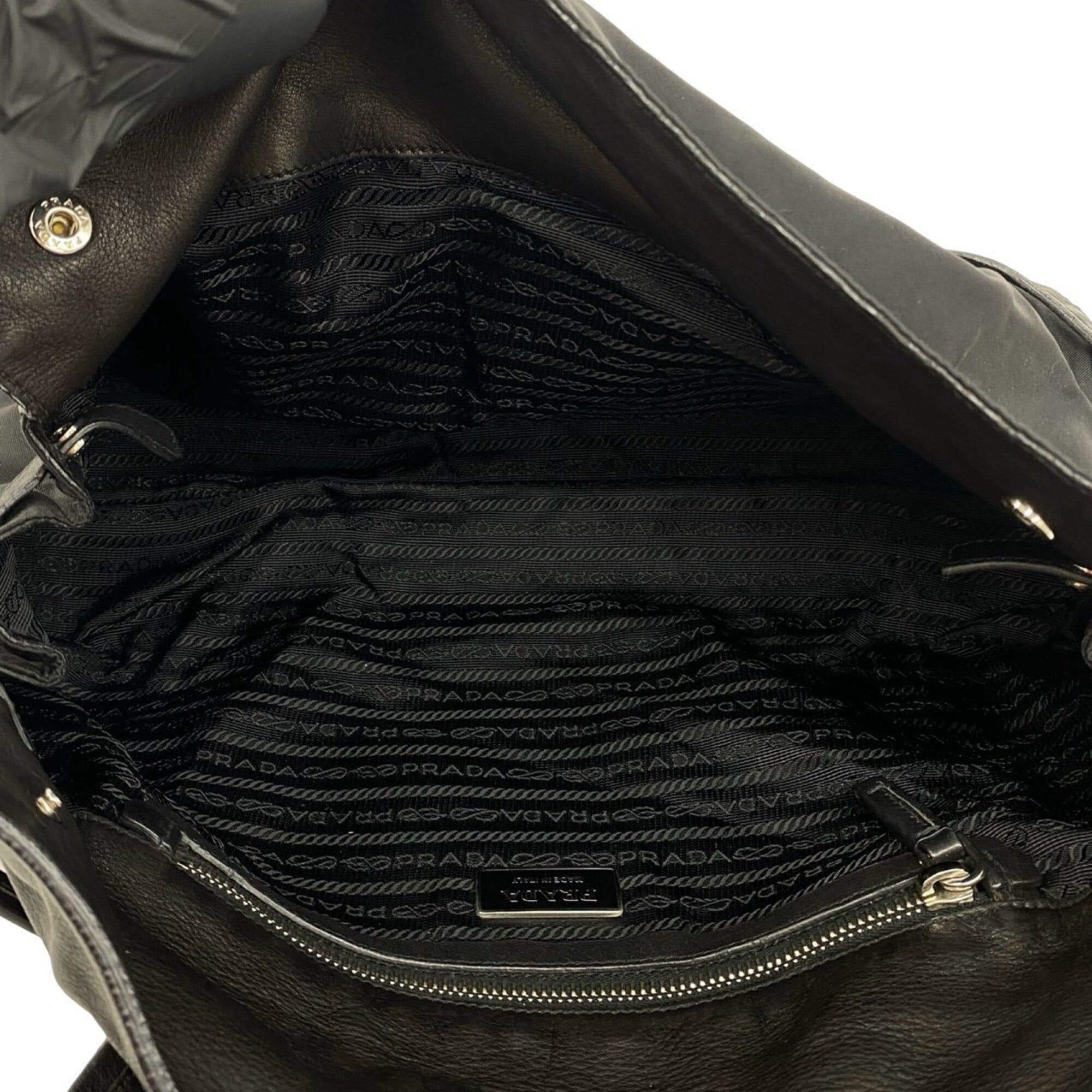 Prada PRADA Triangle Logo Hardware Tessuto Pocono Nylon Leather Tote Bag Semi Shoulder Black 53311 Size ONE SIZE - 9 Thumbnail