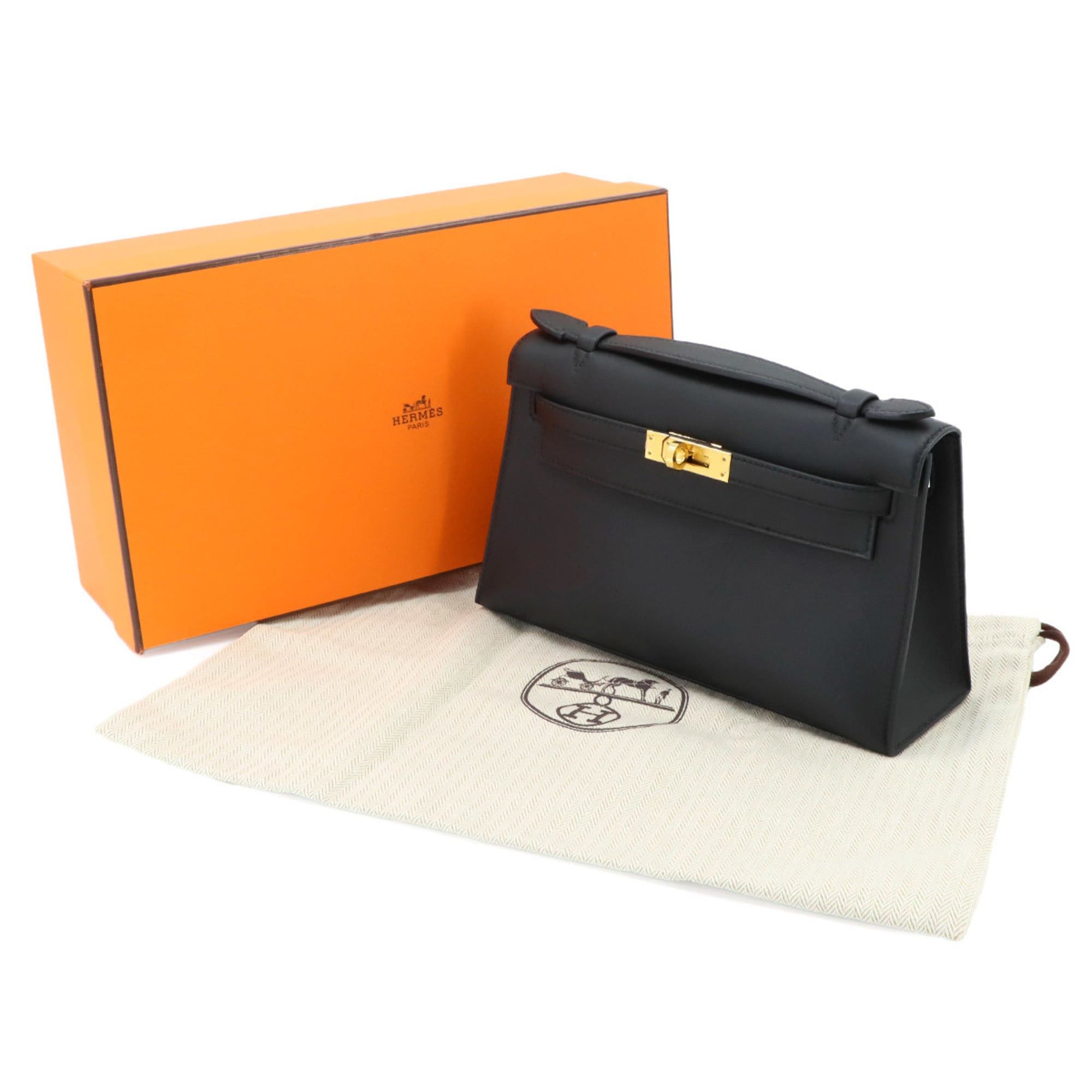 Hermes Hermes Pochette Kelly Swift Black Handbag with W stamp and gold hardware. Size ONE SIZE - 2 Thumbnail