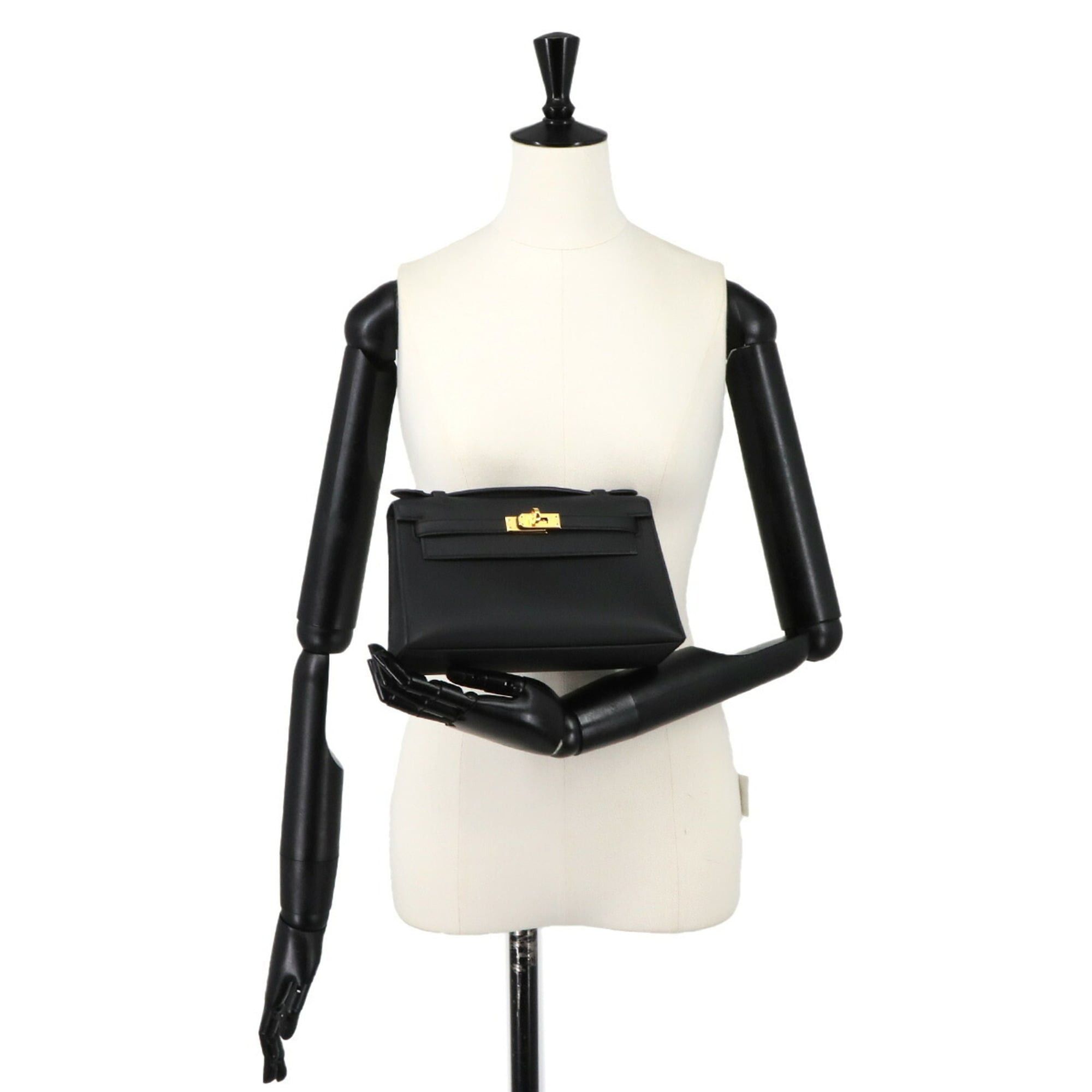 Hermes Hermes Pochette Kelly Swift Black Handbag with W stamp and gold hardware. Size ONE SIZE - 10 Thumbnail