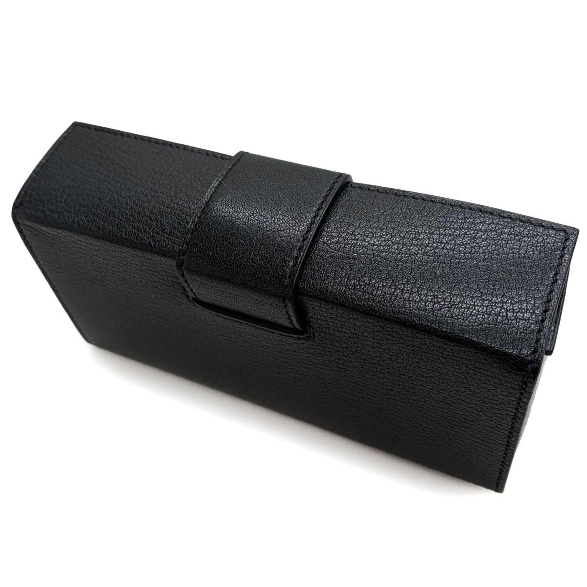 Hermes Hermes Neo Medor Clutch Handbag, Chevre Siamese Leather, Black, K Stamp, Silver Hardware. Size ONE SIZE - 9 Thumbnail