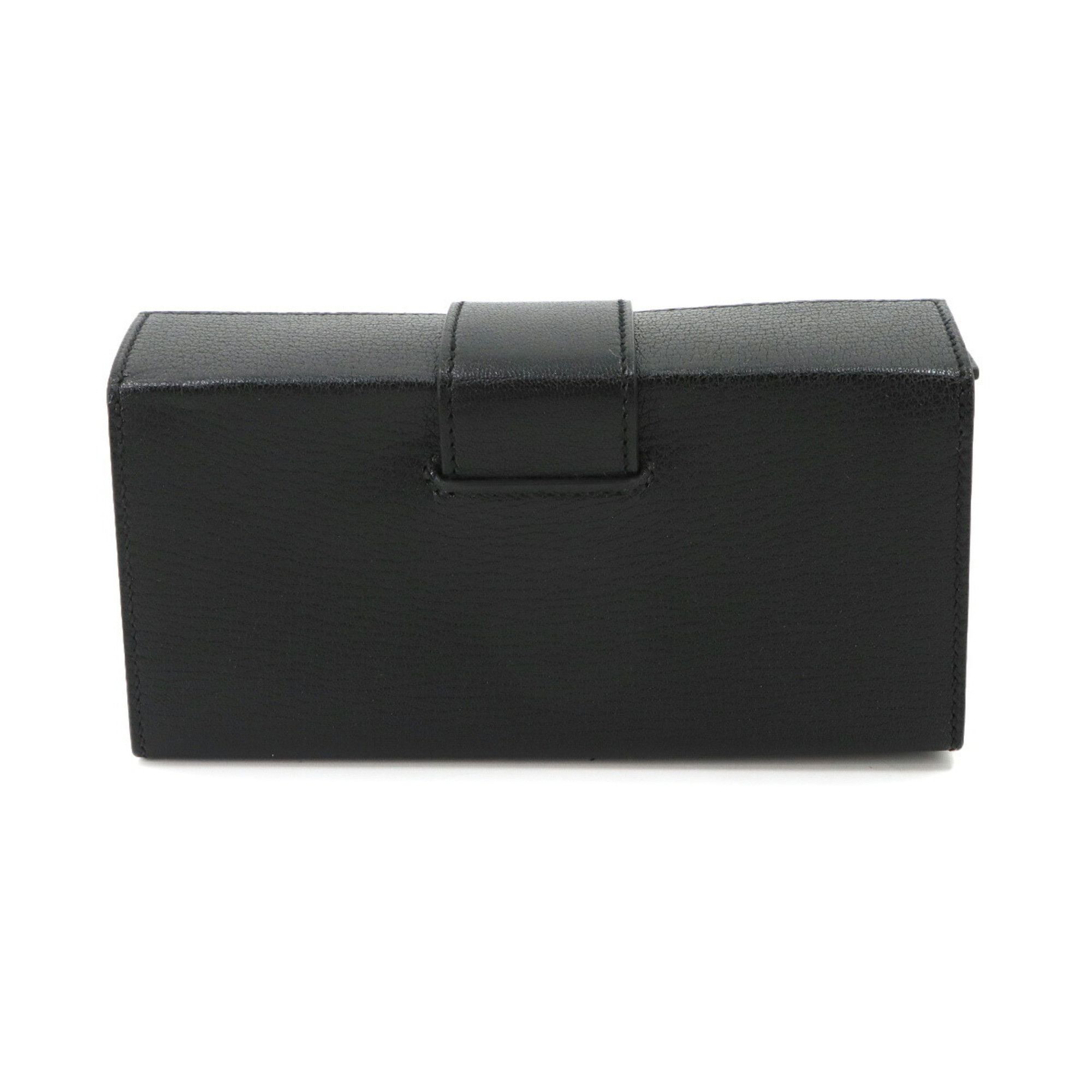 Hermes Hermes Neo Medor Clutch Handbag, Chevre Siamese Leather, Black, K Stamp, Silver Hardware. Size ONE SIZE - 3 Thumbnail