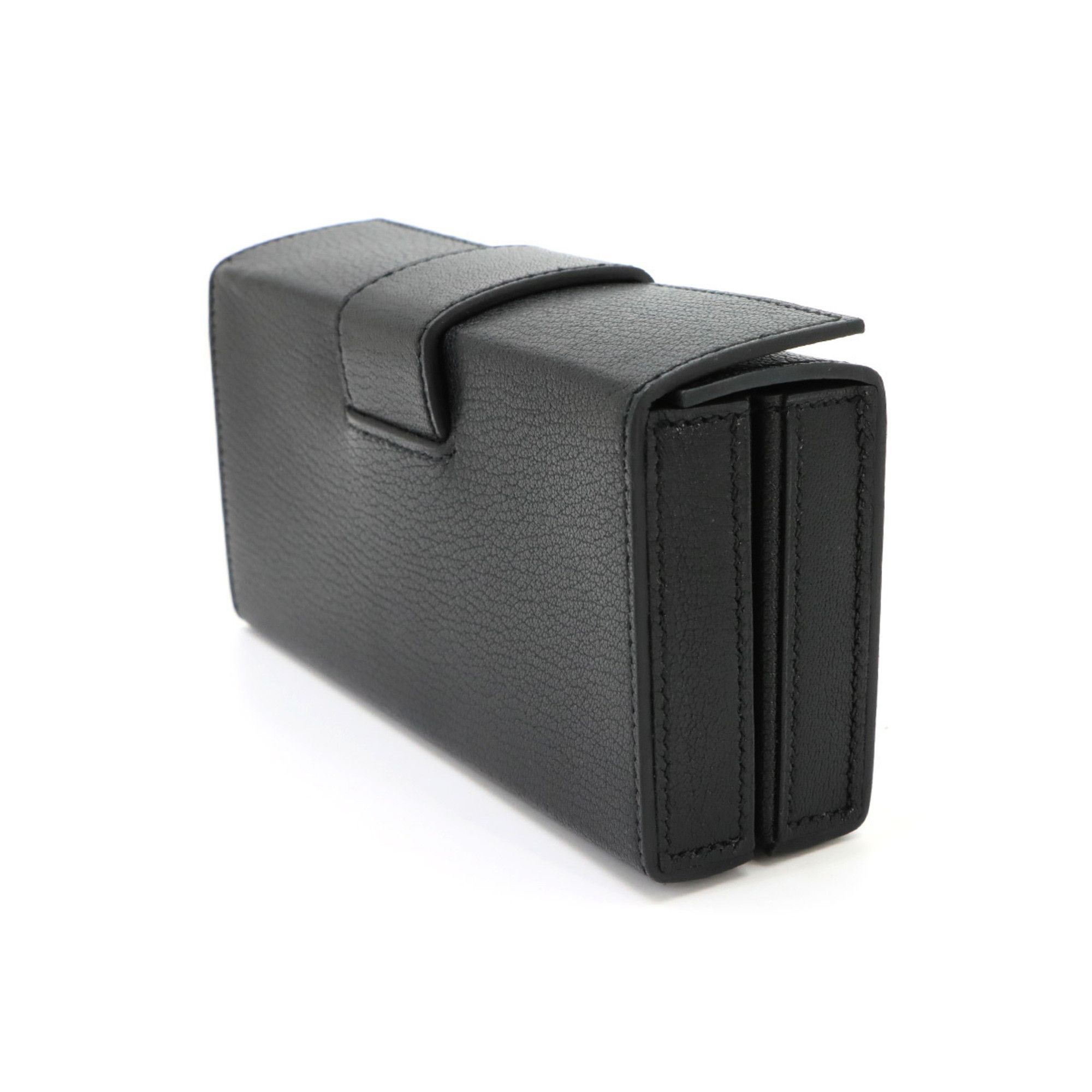 Hermes Hermes Neo Medor Clutch Handbag, Chevre Siamese Leather, Black, K Stamp, Silver Hardware. Size ONE SIZE - 4 Thumbnail