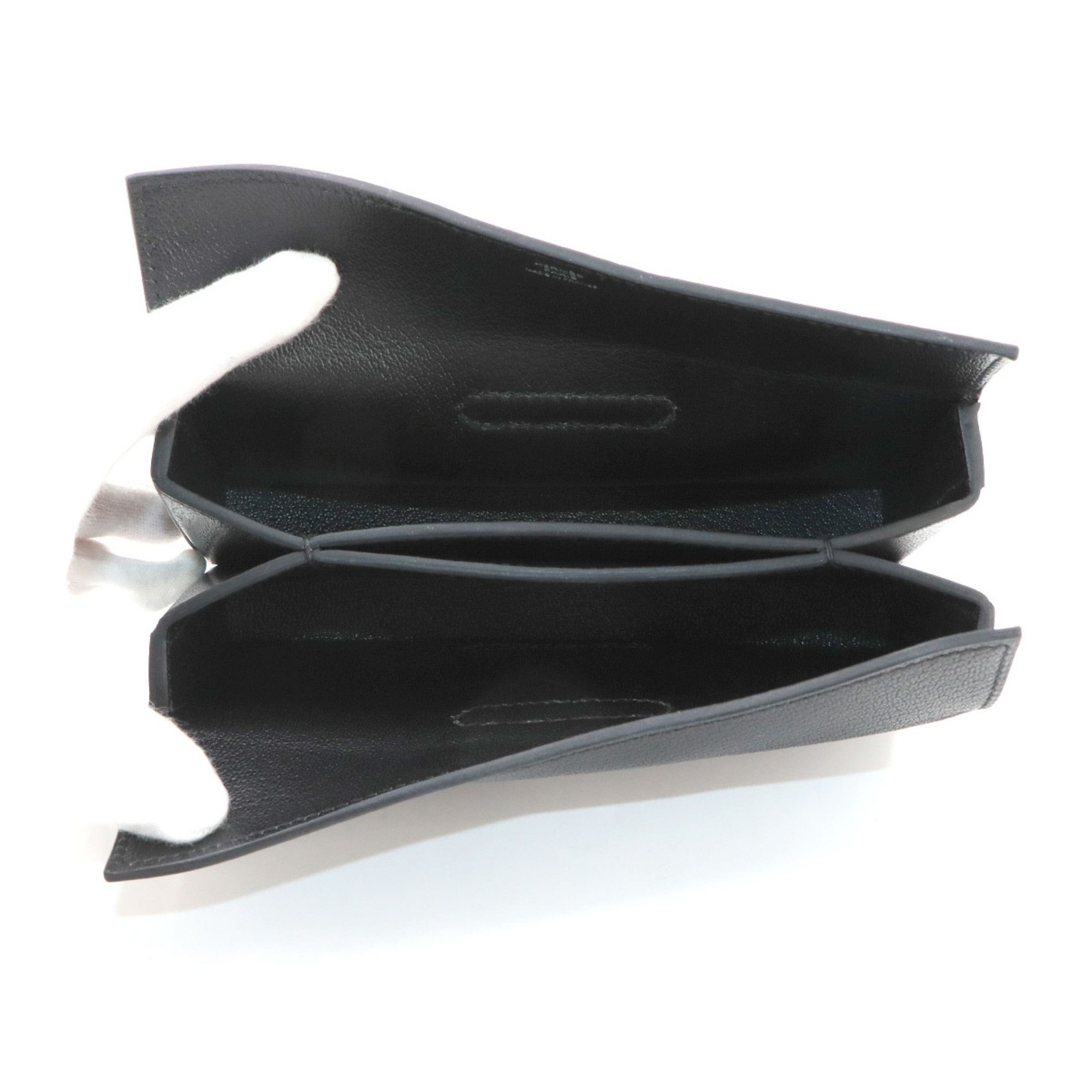 Hermes Hermes Neo Medor Clutch Handbag, Chevre Siamese Leather, Black, K Stamp, Silver Hardware. Size ONE SIZE - 6 Thumbnail