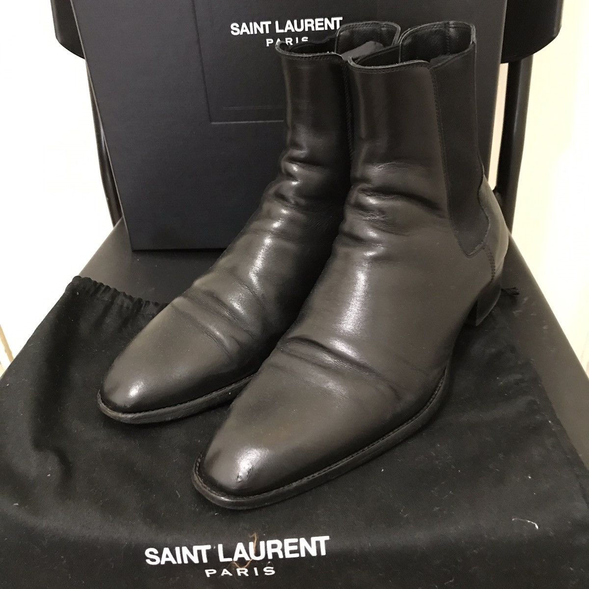 Saint Laurent Paris Saint Laurent X Hedi Slimane Wyatt boots 40mm heels ...