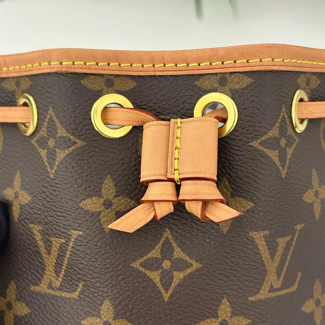 Louis Vuitton LOUIS VUITTON NOé Nano brown coated canvas monogram bucket bag crossbody bag gol Size ONE SIZE - 9 Thumbnail