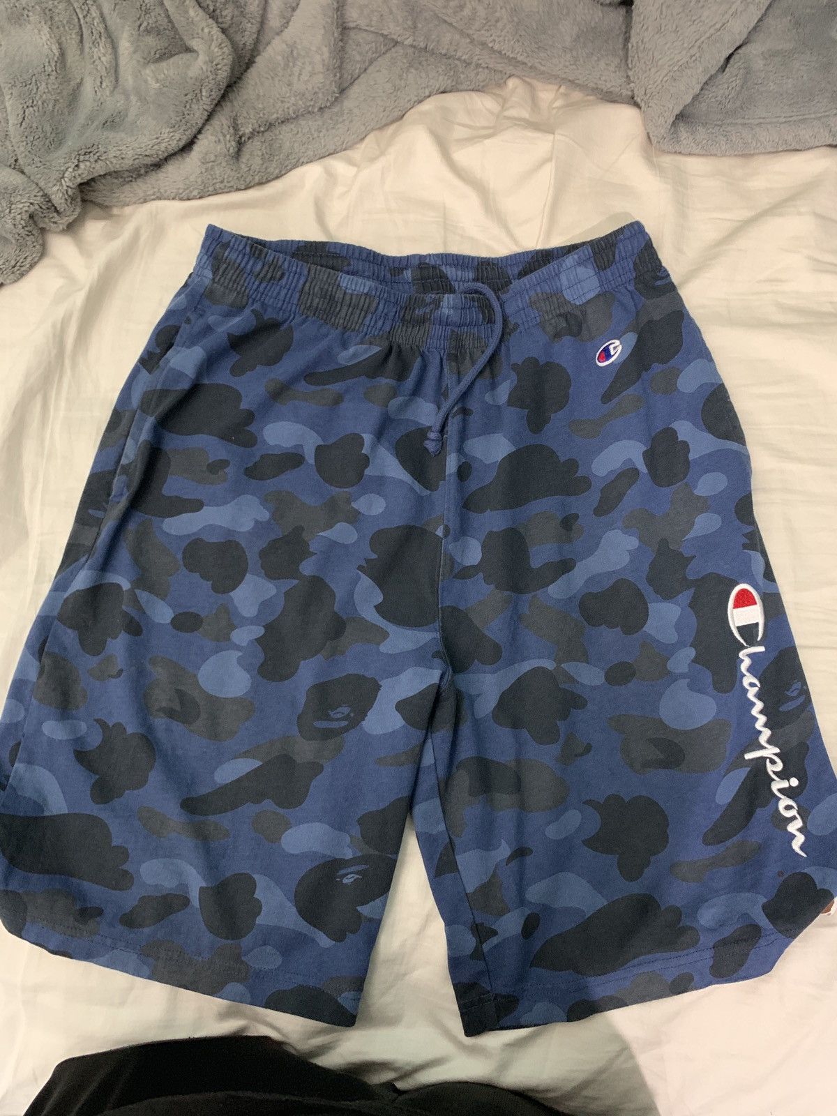 Bape x champion blue camo Shorts