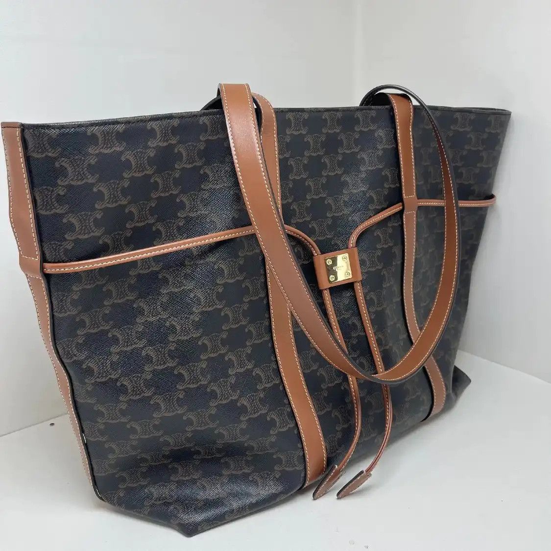 Celine CELINE MACADAM BOSTON brown coated canvas Triomphe shoulder bag Size ONE SIZE - 5 Thumbnail