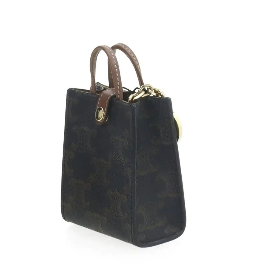 Celine CELINE CABAS micro dark browncoated canvas Triomphe print handbag Size ONE SIZE - 3 Thumbnail