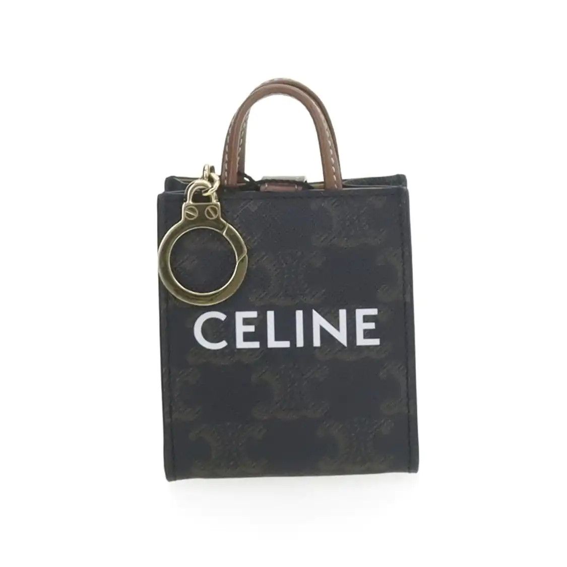 Celine CELINE CABAS micro dark browncoated canvas Triomphe print handbag Size ONE SIZE - 2 Thumbnail