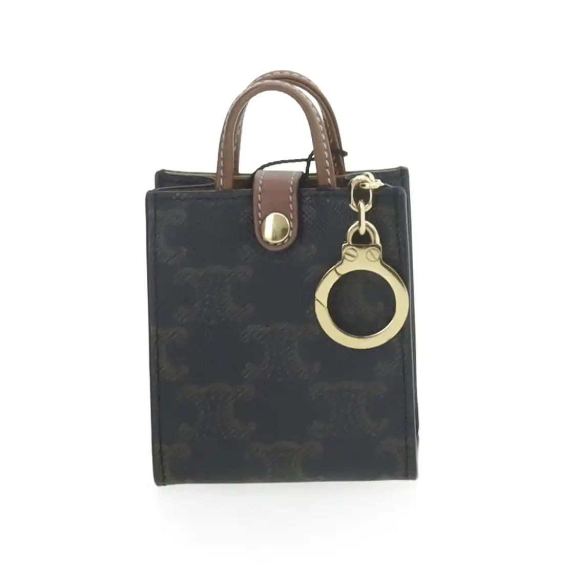 Celine CELINE CABAS micro dark browncoated canvas Triomphe print handbag Size ONE SIZE - 5 Thumbnail