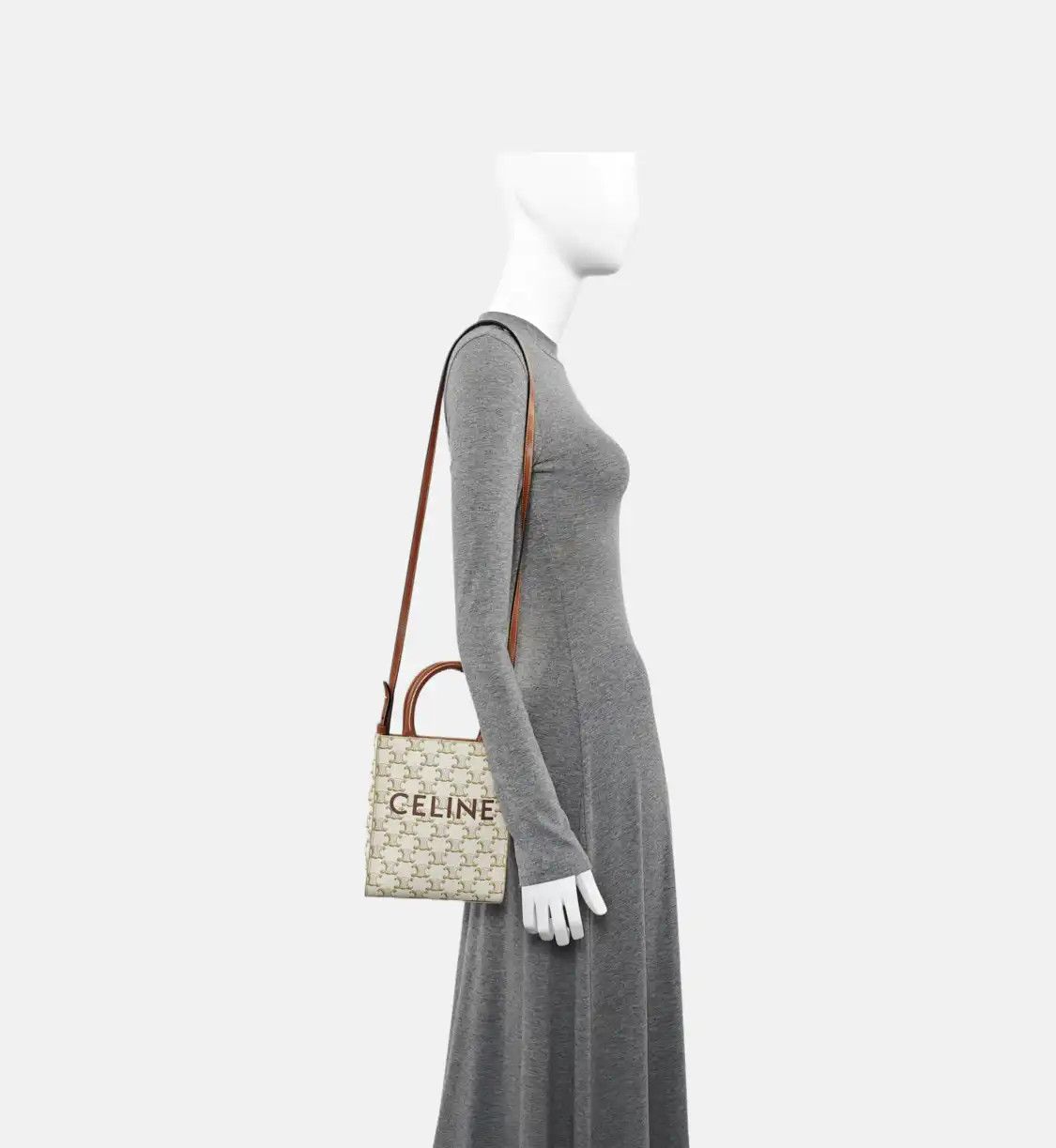 Celine CELINE CABAS CELINE mini white coated canvas Triomphe shoulder bag handbag cross Size ONE SIZE - 3 Thumbnail