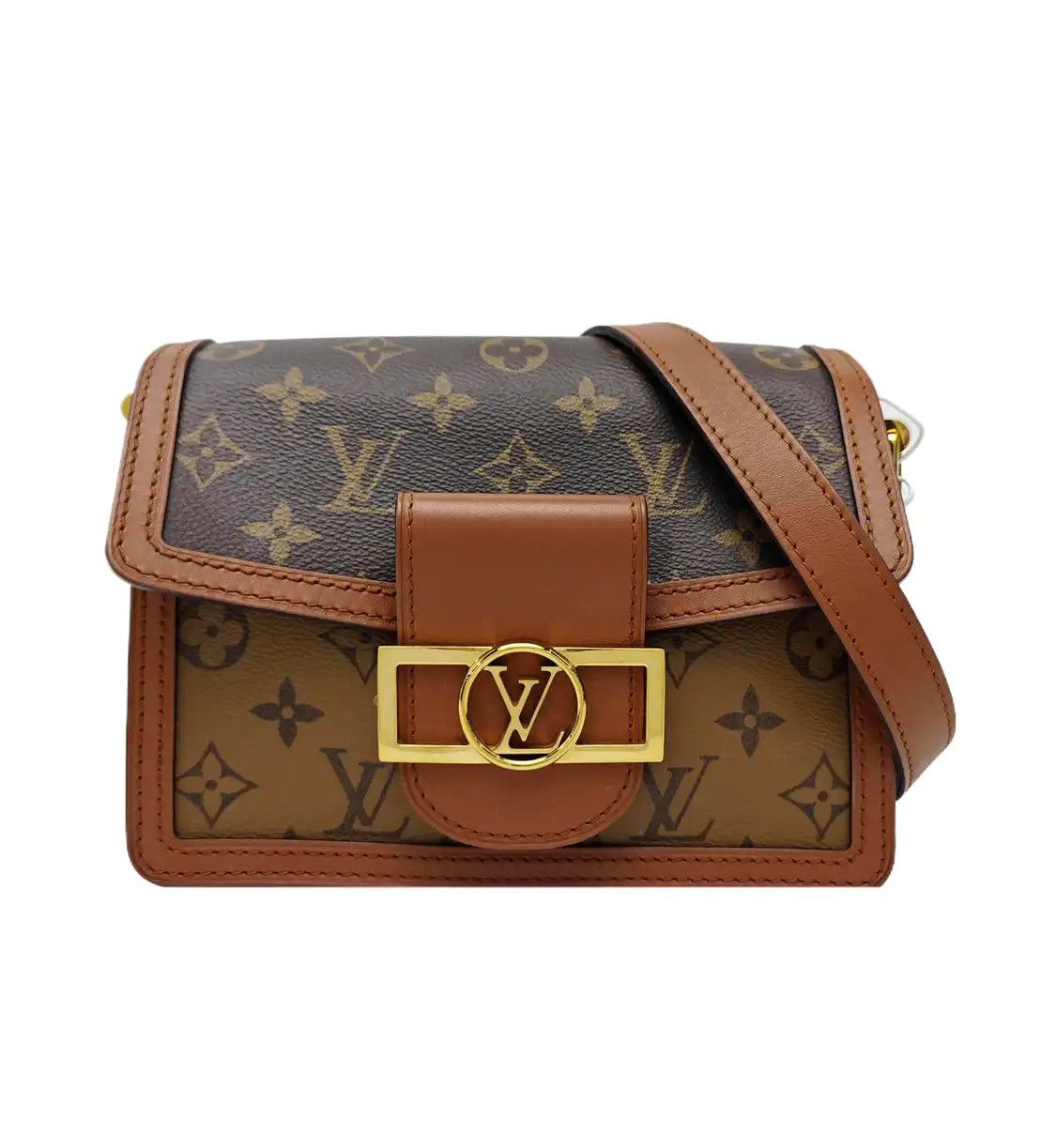 Louis Vuitton LOUIS VUITTON DAUPHINE mini brown coated canvas monogram flap bag shoulder bag c Size ONE SIZE - 2 Thumbnail
