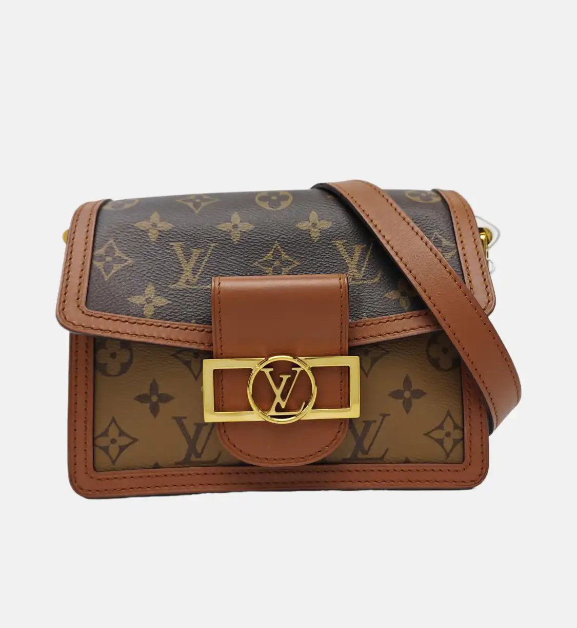 Louis Vuitton LOUIS VUITTON DAUPHINE mini brown coated canvas monogram flap bag shoulder bag c Size ONE SIZE - 9 Thumbnail