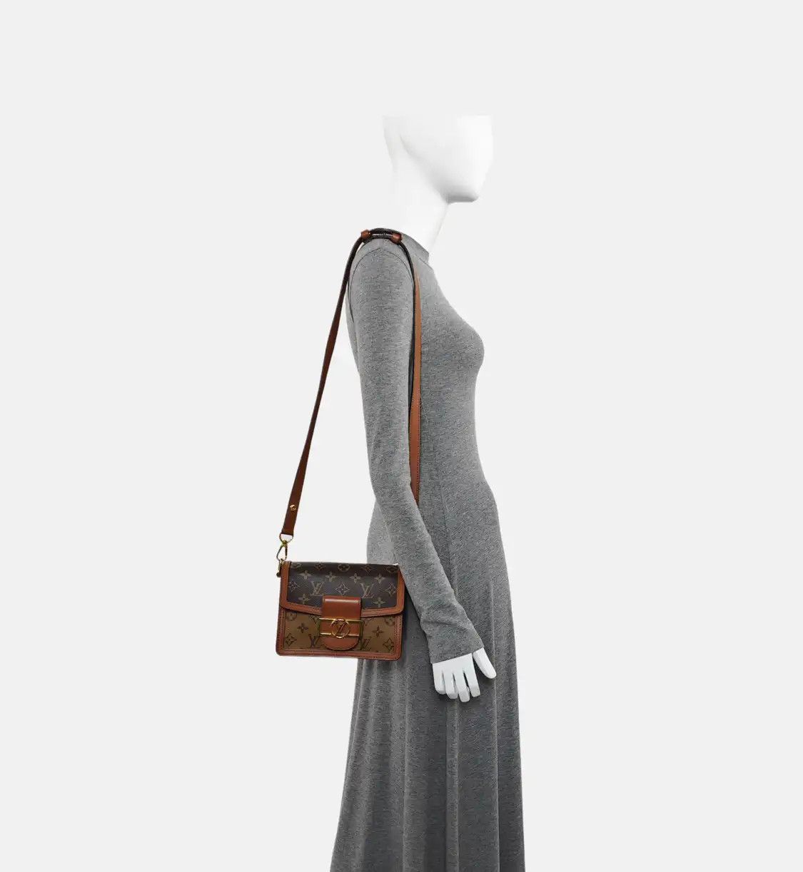 Louis Vuitton LOUIS VUITTON DAUPHINE mini brown coated canvas monogram flap bag shoulder bag c Size ONE SIZE - 3 Thumbnail