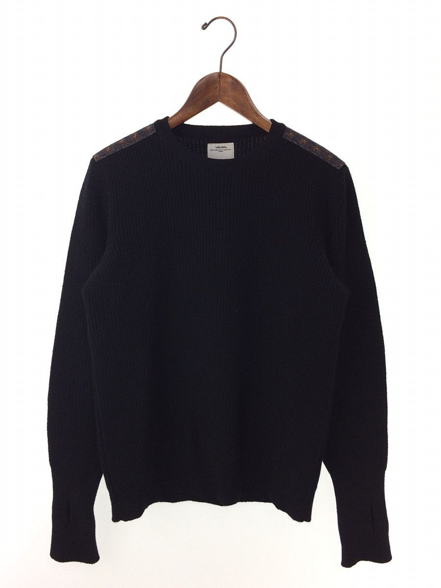 Visvim Sweater Black Shoulder elbow patch wool long sleeve | Grailed