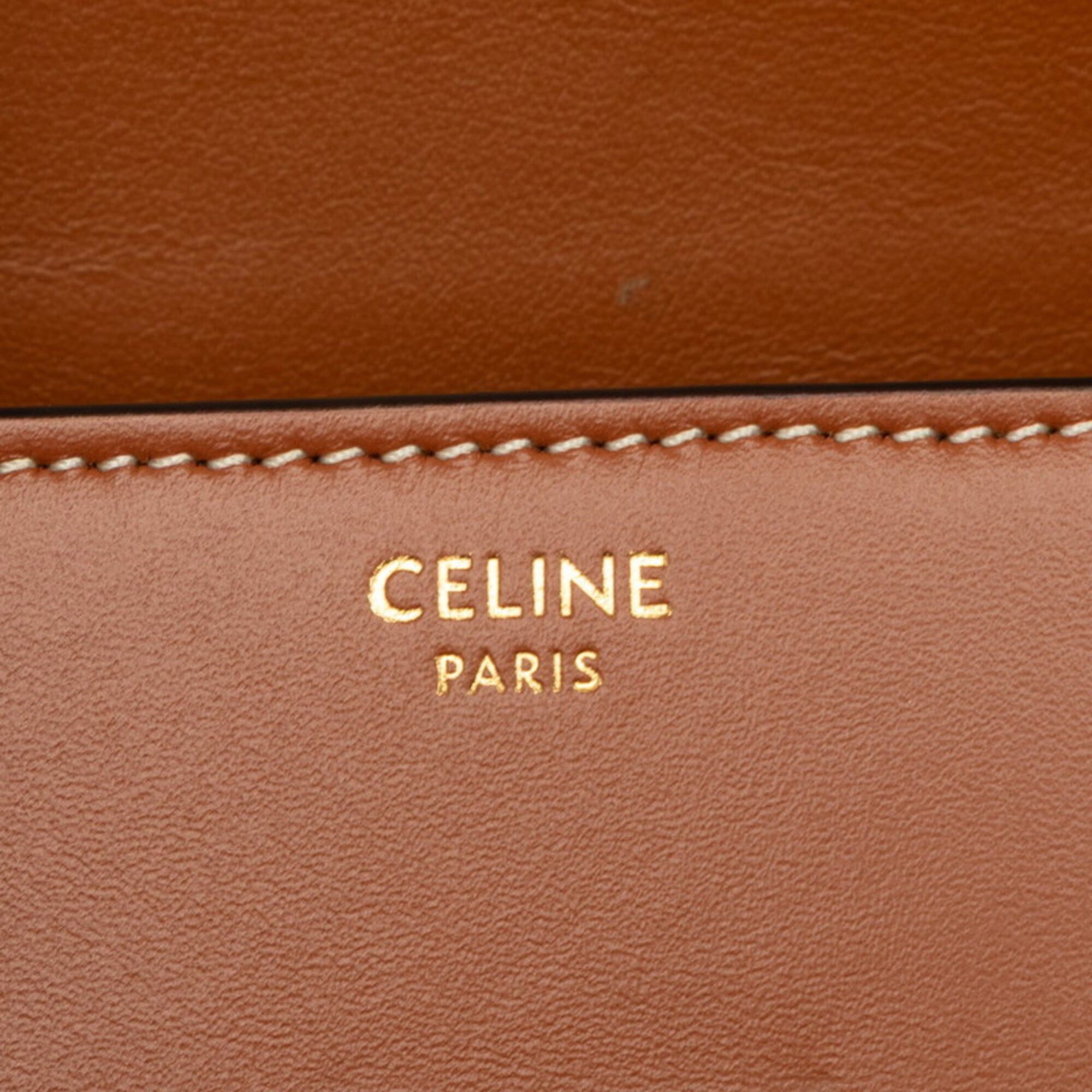 Celine Celine Triomphe Mini Buzas Cuire Crossbody Shoulder Bag Pochette Brown Leather Women's CELINE Size ONE SIZE - 5 Thumbnail