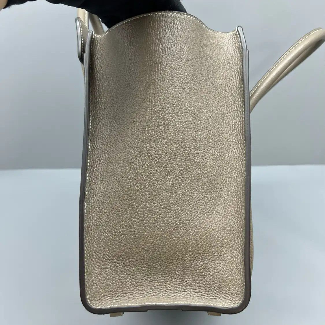 Celine CELINE LUGGAGE Small grey cowhide leather smiley bag handbag Size ONE SIZE - 3 Thumbnail