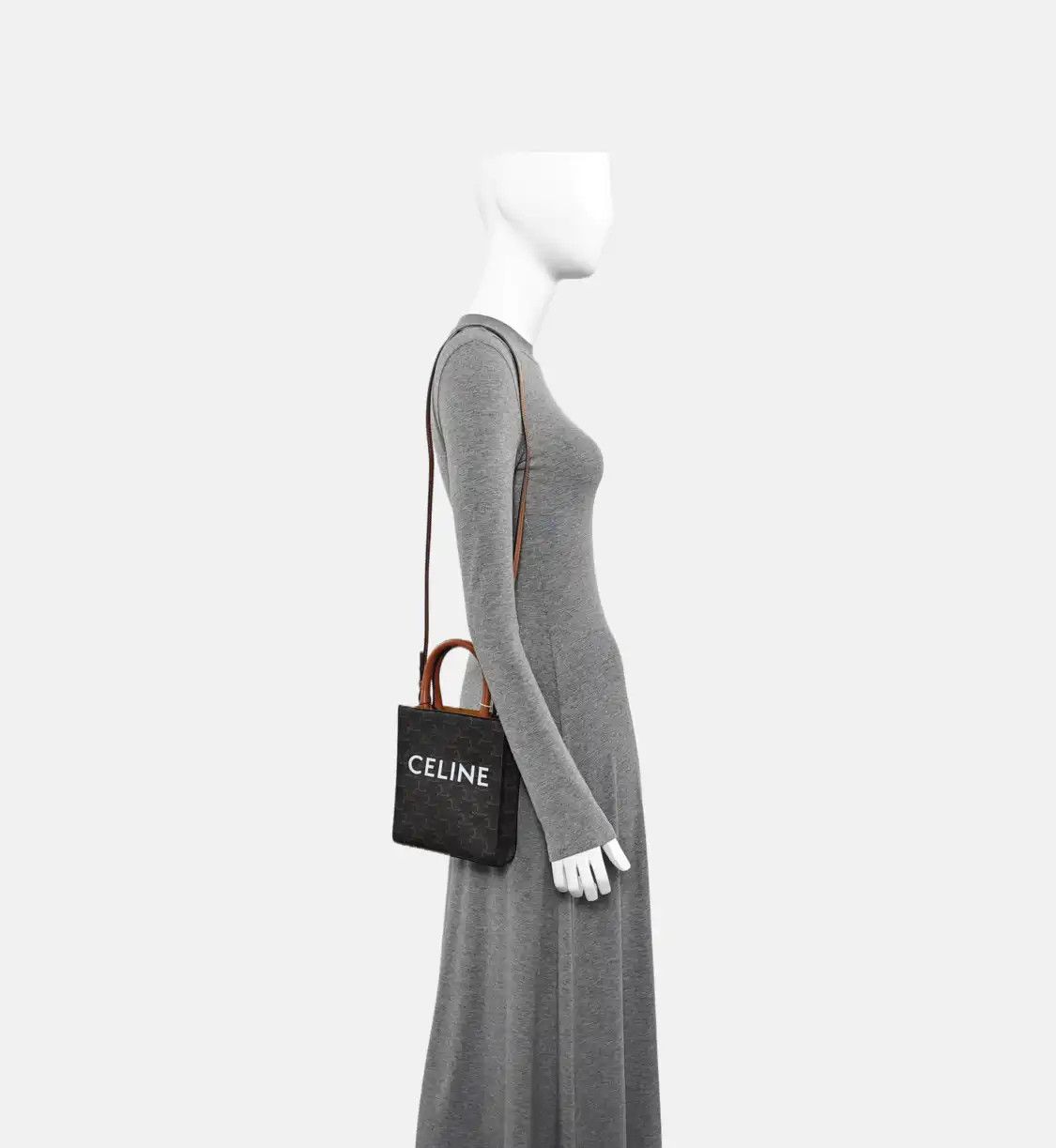 Celine CELINE CABAS CELINE mini brown coated canvas Triomphe print shoulder bag handbag Size ONE SIZE - 3 Thumbnail