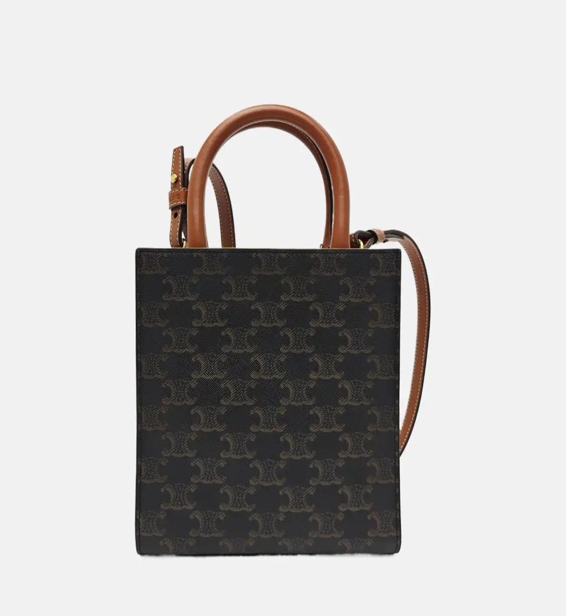 Celine CELINE CABAS CELINE mini brown coated canvas Triomphe print shoulder bag handbag Size ONE SIZE - 6 Thumbnail
