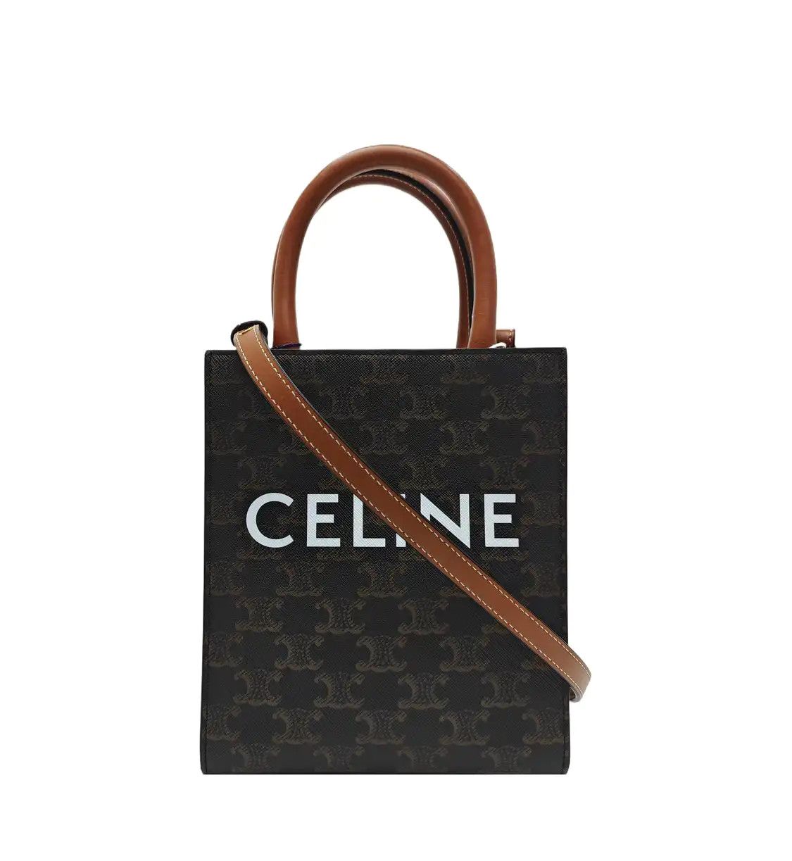 Celine CELINE CABAS CELINE mini brown coated canvas Triomphe print shoulder bag handbag Size ONE SIZE - 2 Thumbnail