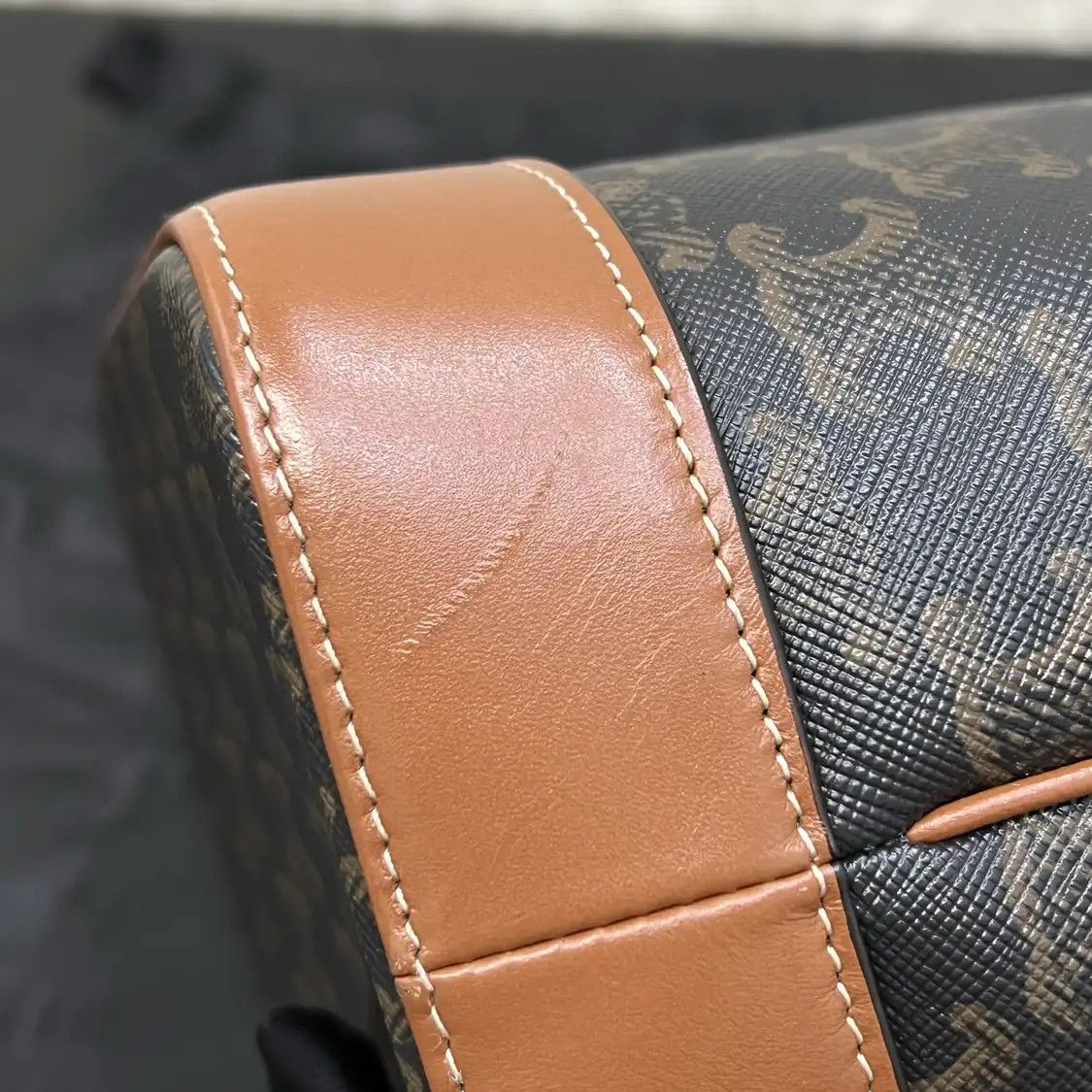 Celine CELINE bucket bag Small dark browncoated canvas Triomphe print crossbody bag Size ONE SIZE - 15 Thumbnail