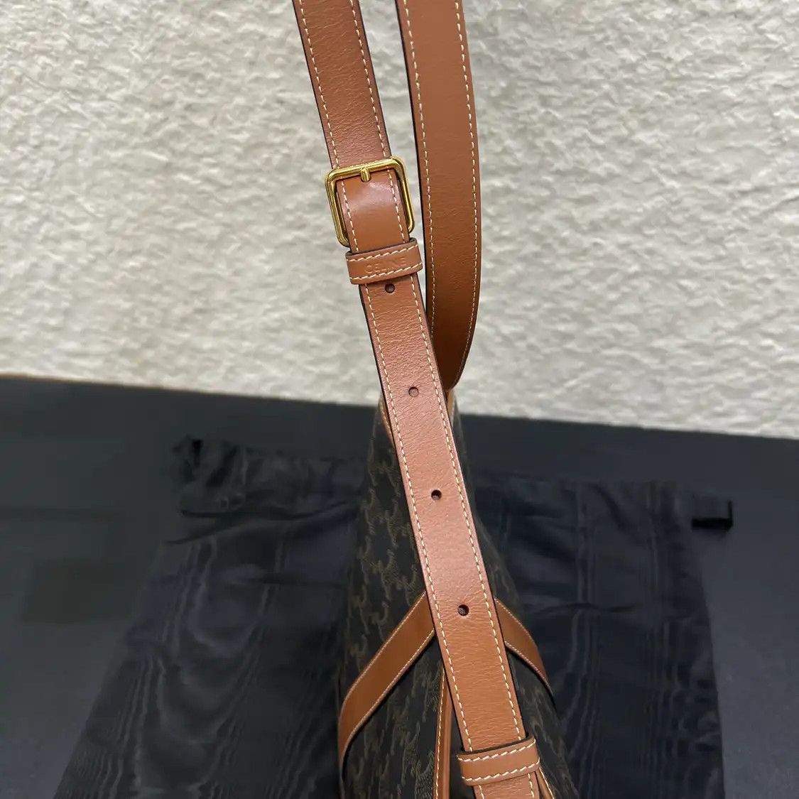Celine CELINE bucket bag Small dark browncoated canvas Triomphe print crossbody bag Size ONE SIZE - 10 Thumbnail