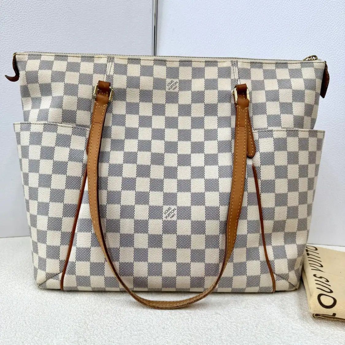 Louis Vuitton LOUIS VUITTON TOTALLY beige coated canvas checkerboard shoulder bag gold hardwar Size ONE SIZE - 2 Thumbnail