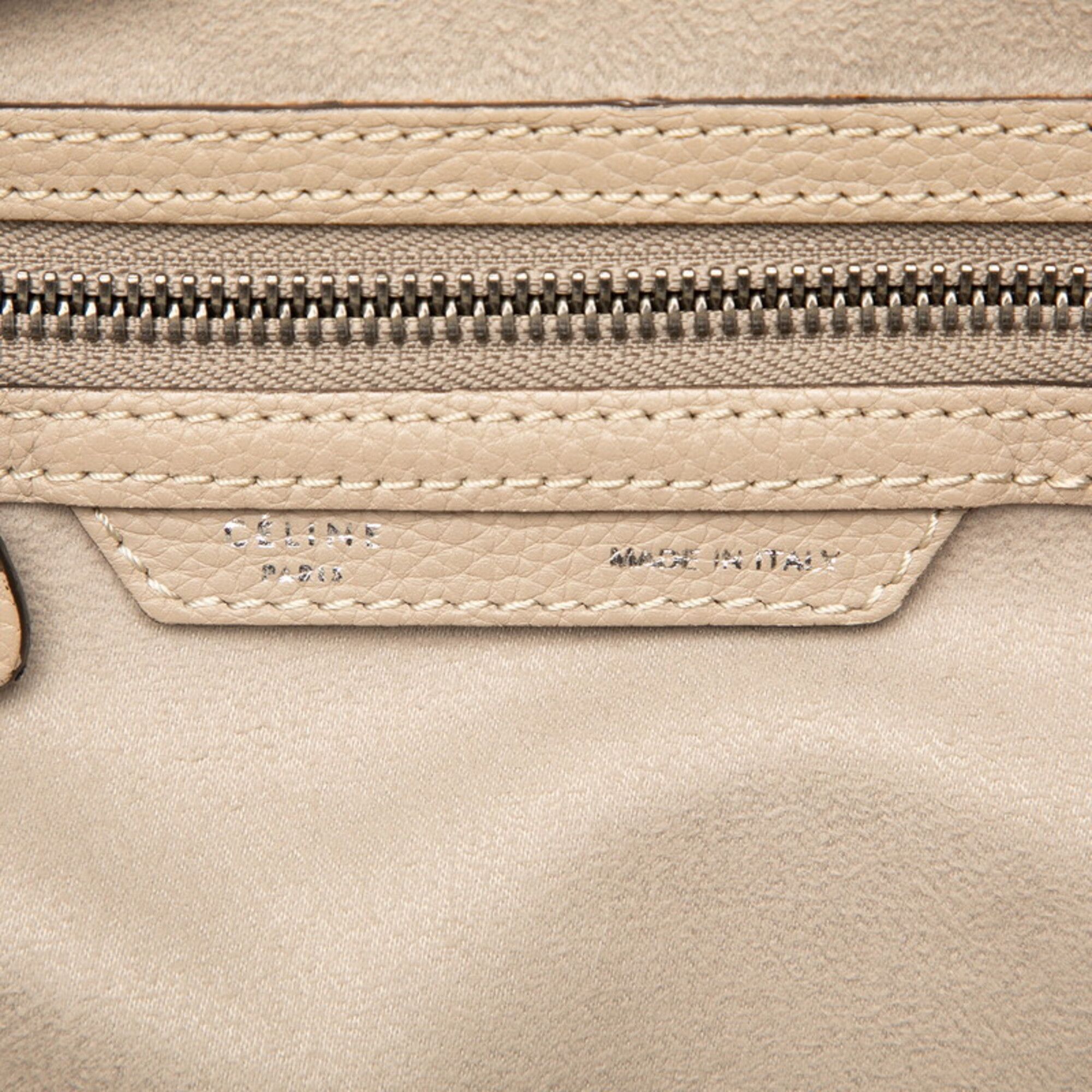 Celine Celine Luggage Mini Shopper Handbag, Beige Leather, Women's CELINE Size ONE SIZE - 5 Thumbnail