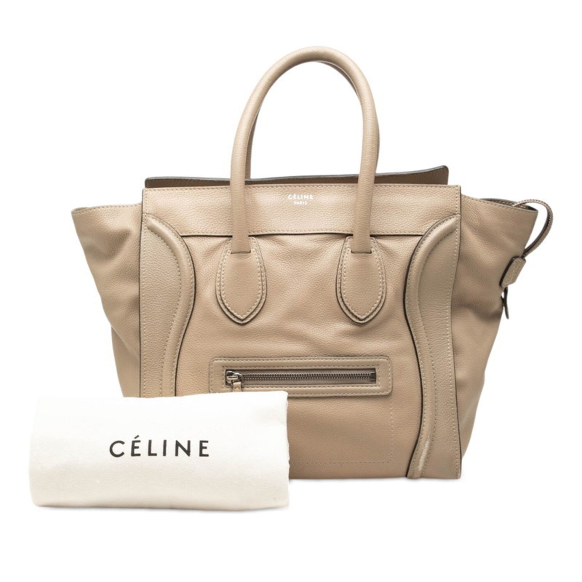 Celine Celine Luggage Mini Shopper Handbag, Beige Leather, Women's CELINE Size ONE SIZE - 7 Thumbnail