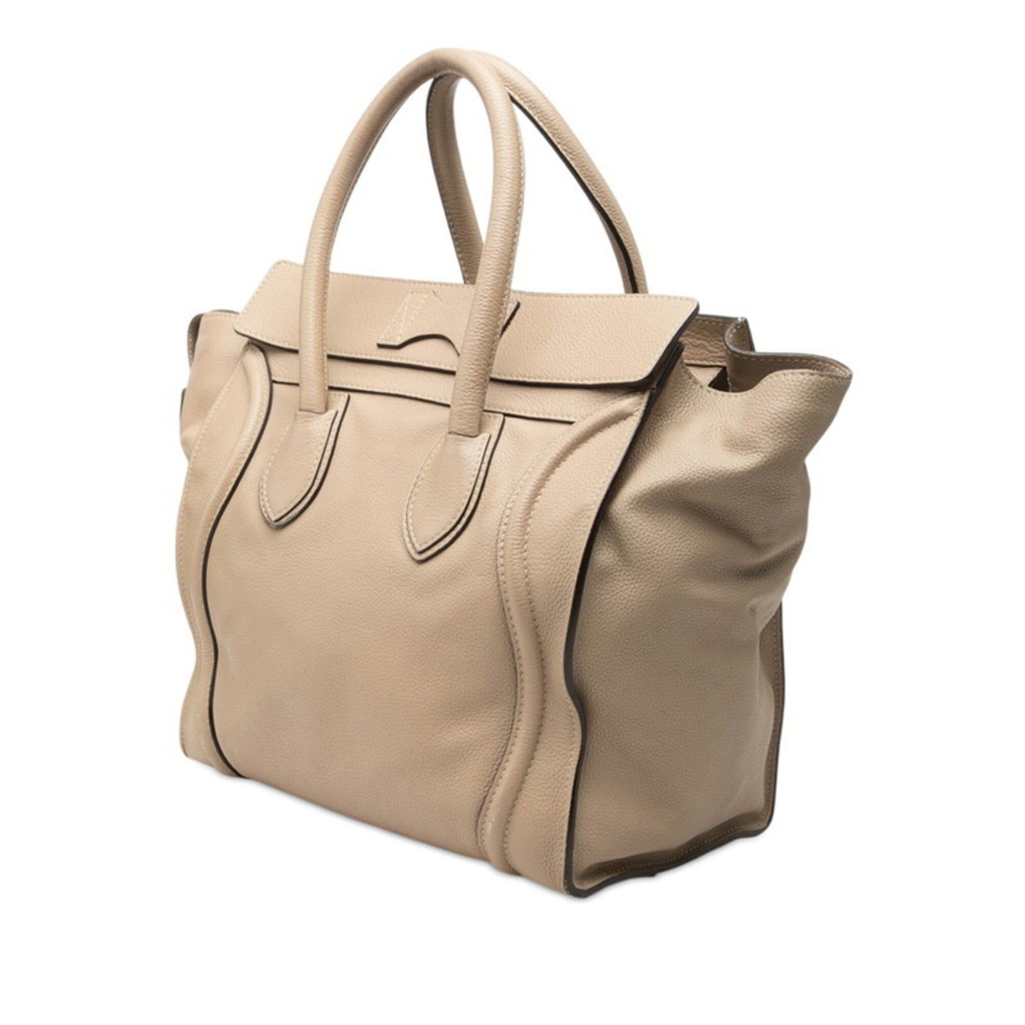 Celine Celine Luggage Mini Shopper Handbag, Beige Leather, Women's CELINE Size ONE SIZE - 2 Thumbnail