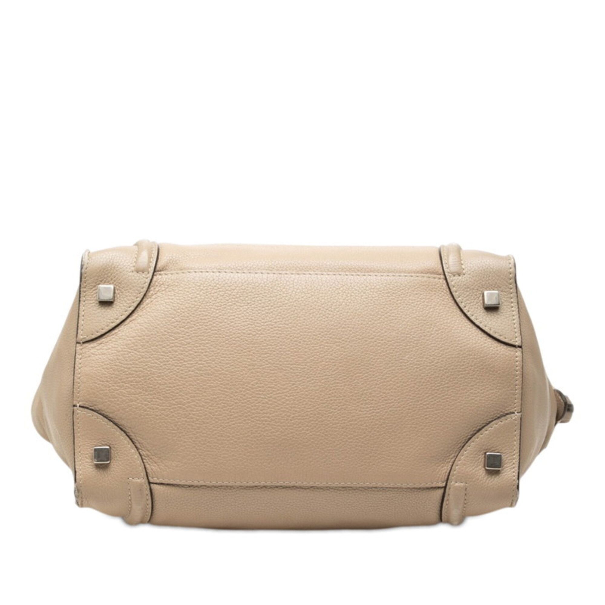Celine Celine Luggage Mini Shopper Handbag, Beige Leather, Women's CELINE Size ONE SIZE - 3 Thumbnail
