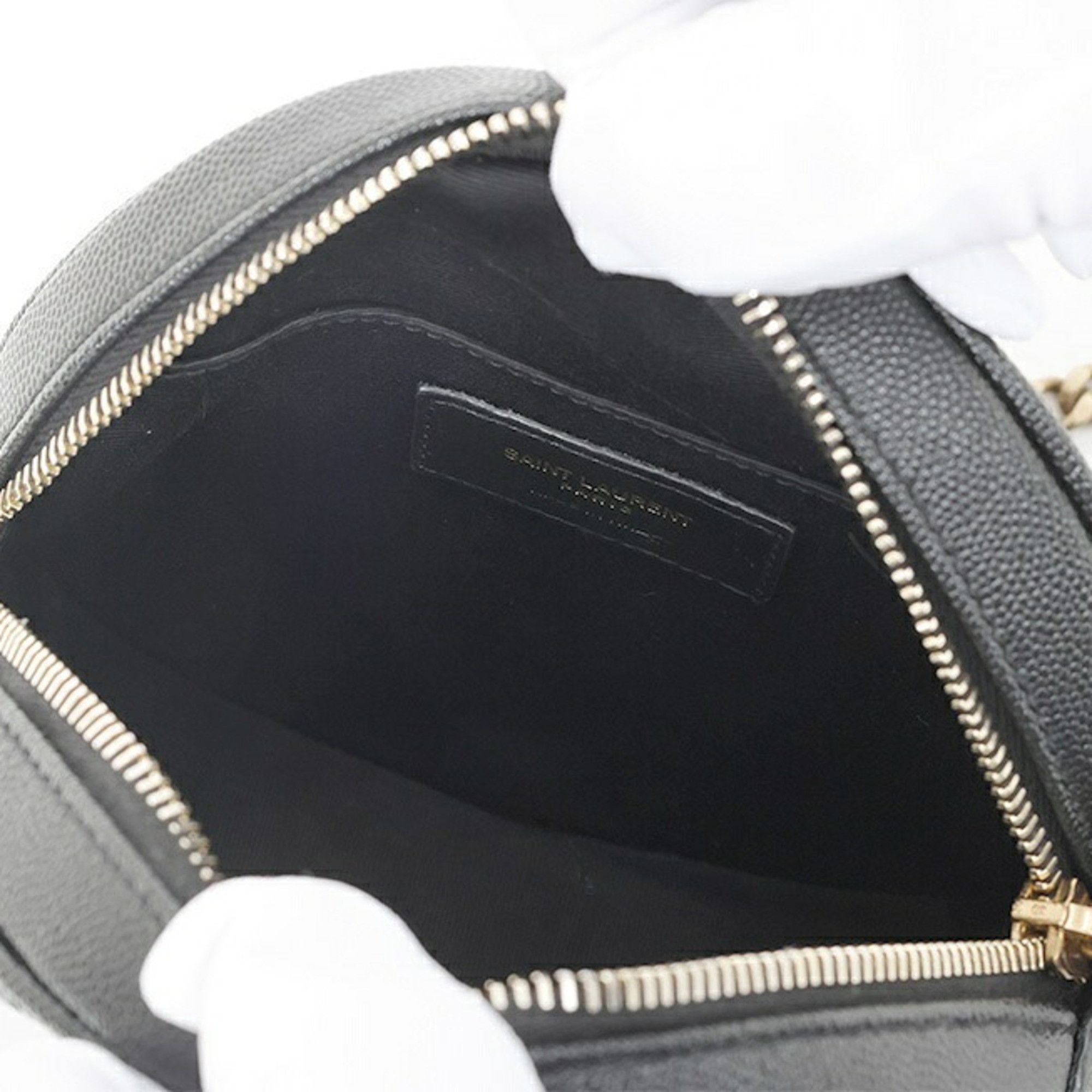 Saint Laurent Paris Saint Laurent Vinyl Chain Shoulder Bag 610436 Grained Poudre Leather Black Size ONE SIZE - 7 Thumbnail