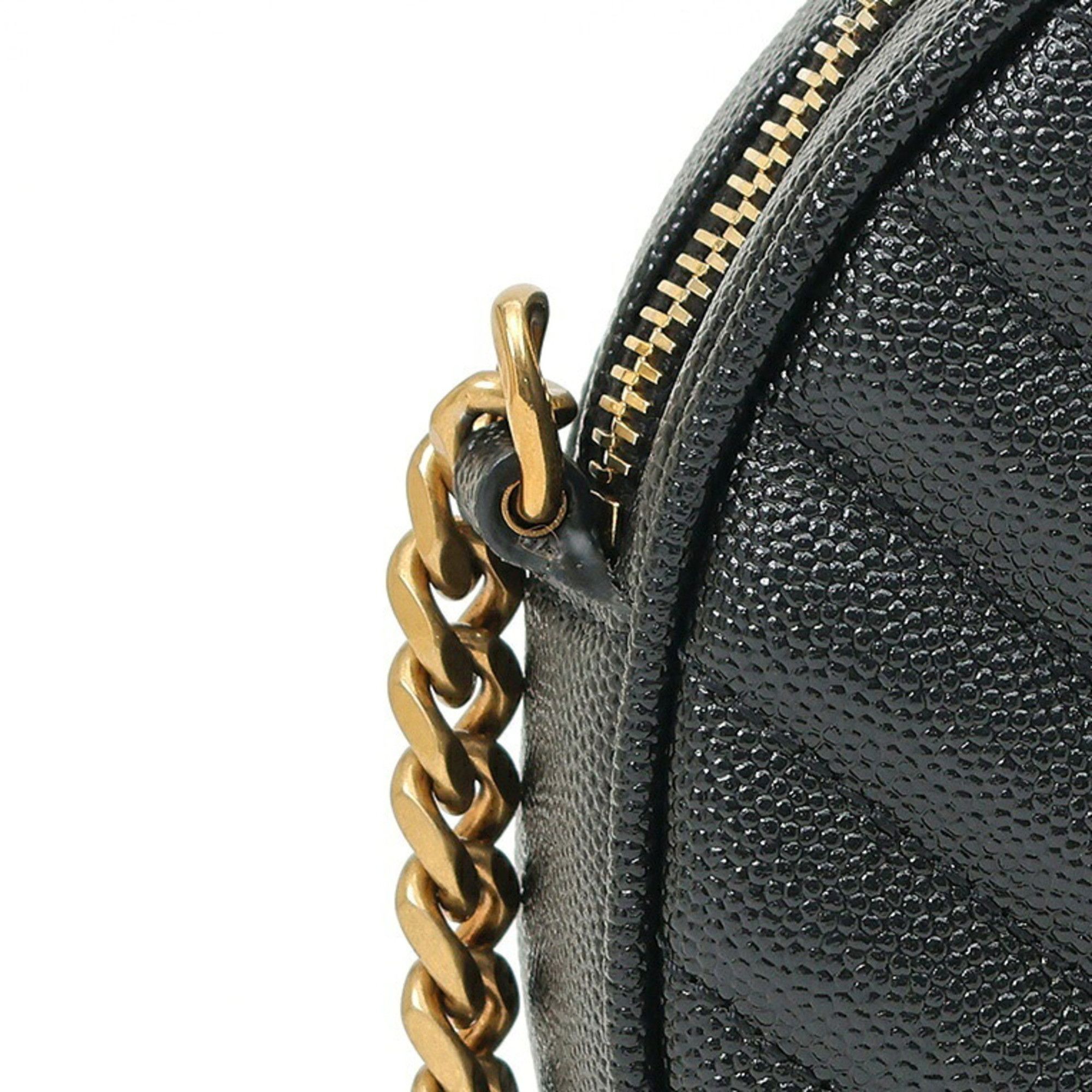 Saint Laurent Paris Saint Laurent Vinyl Chain Shoulder Bag 610436 Grained Poudre Leather Black Size ONE SIZE - 6 Thumbnail