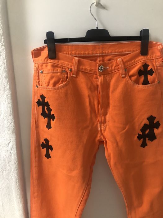Chrome Hearts Cross Patch Carpenter Pants 'Brown/Orange' Available In-store