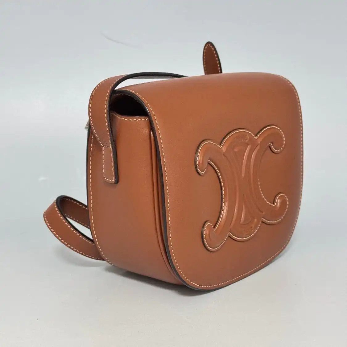 Celine CELINE FOLCO CUIR TRIOMPHE Small brown cowhide leather crossbody bag Size ONE SIZE - 6 Thumbnail