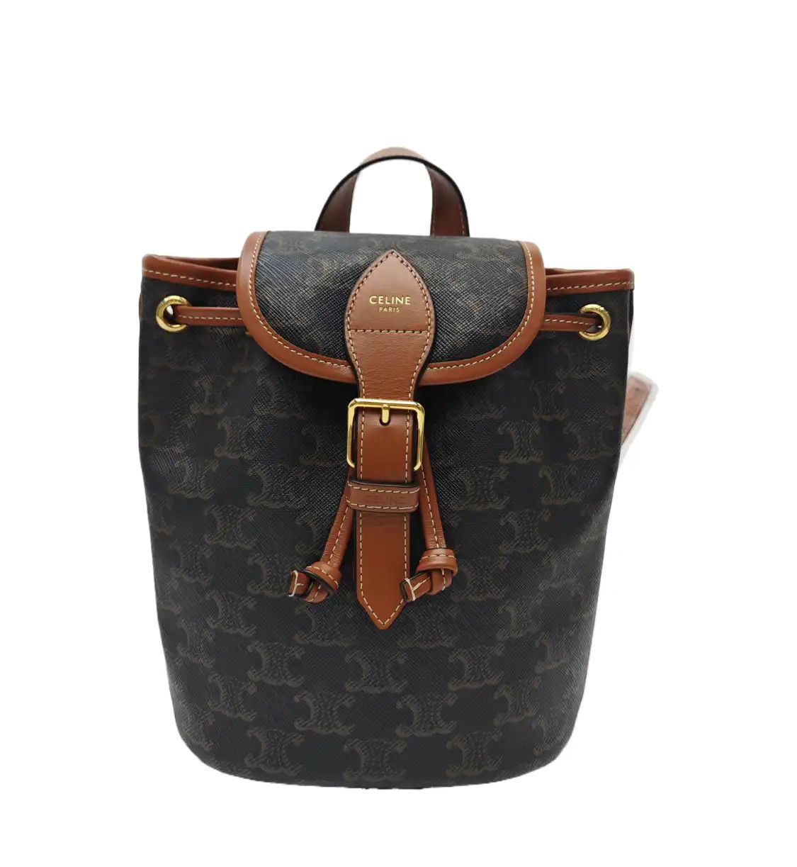 Celine CELINE TRIOMPHE mini dark browncoated canvas Triomphe backpack gold hardware Size ONE SIZE - 2 Thumbnail