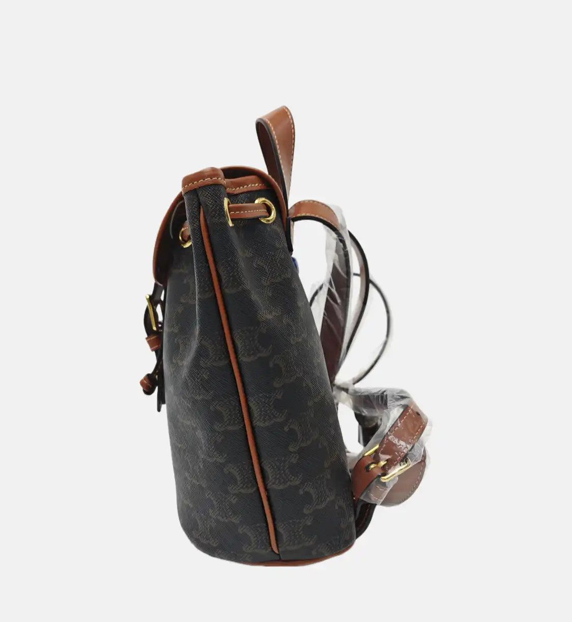 Celine CELINE TRIOMPHE mini dark browncoated canvas Triomphe backpack gold hardware Size ONE SIZE - 4 Thumbnail