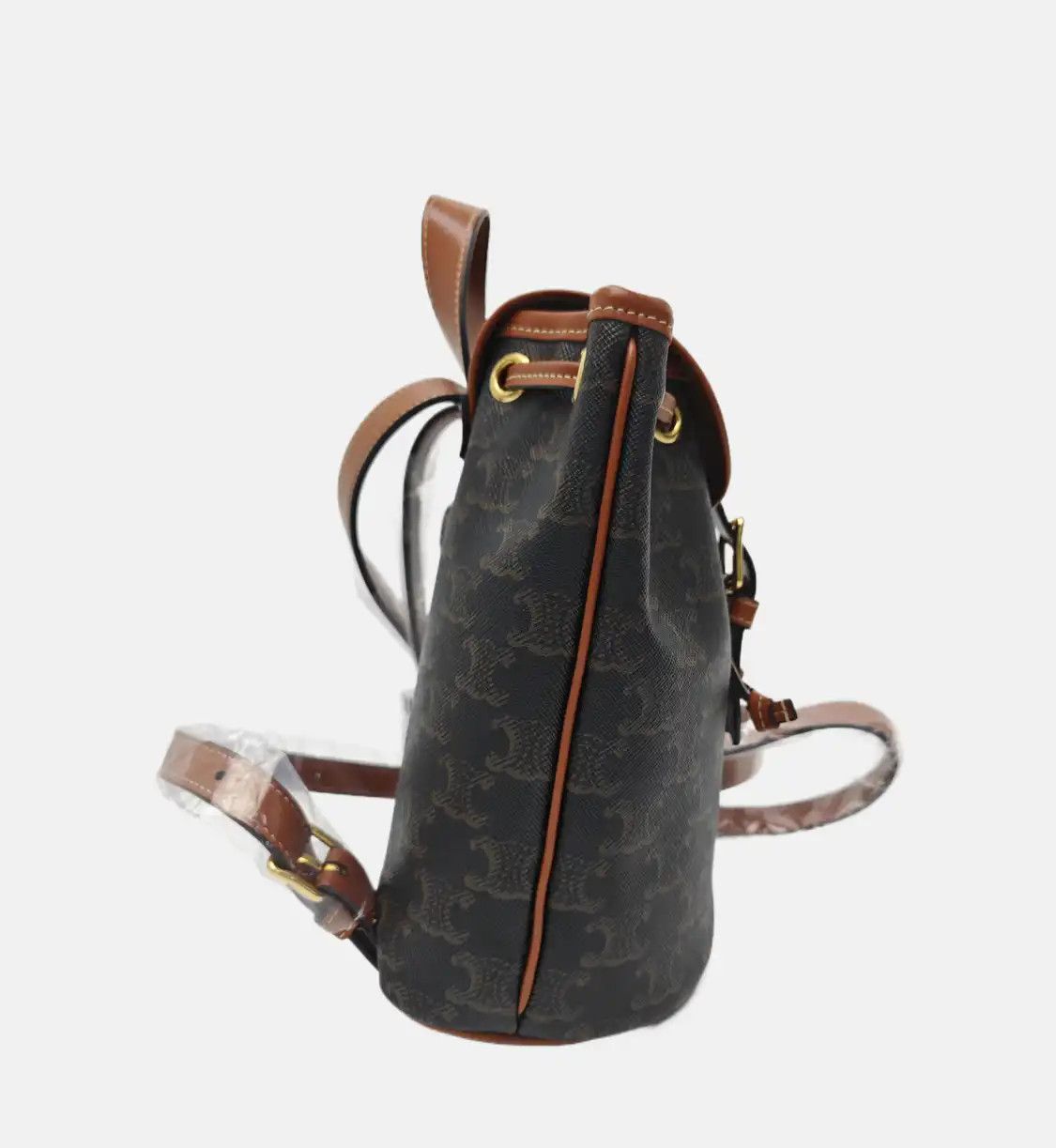 Celine CELINE TRIOMPHE mini dark browncoated canvas Triomphe backpack gold hardware Size ONE SIZE - 5 Thumbnail