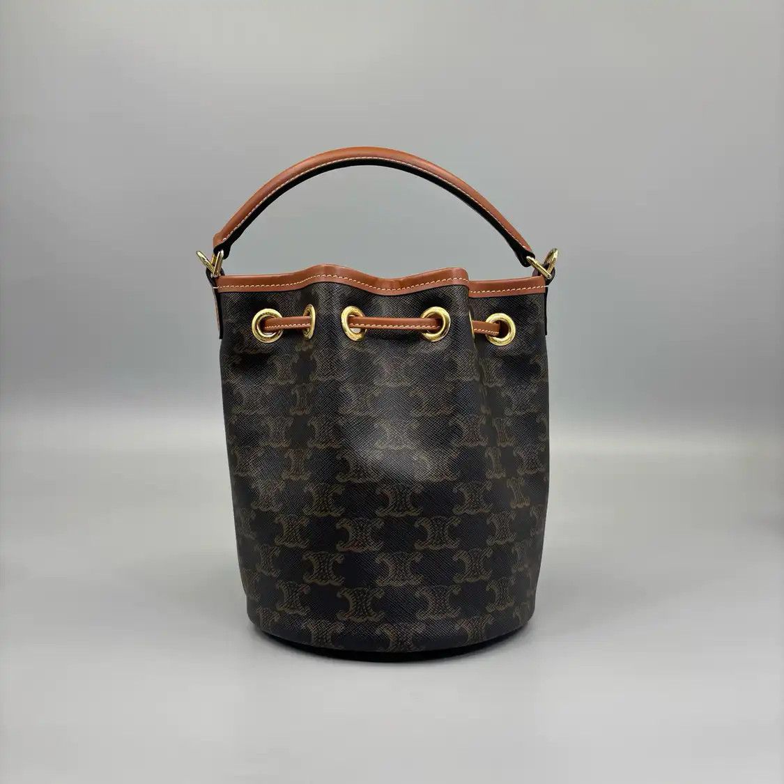 Celine CELINE CLARA Teen yellow browncoated canvas Triomphe crossbody bag Size ONE SIZE - 3 Thumbnail