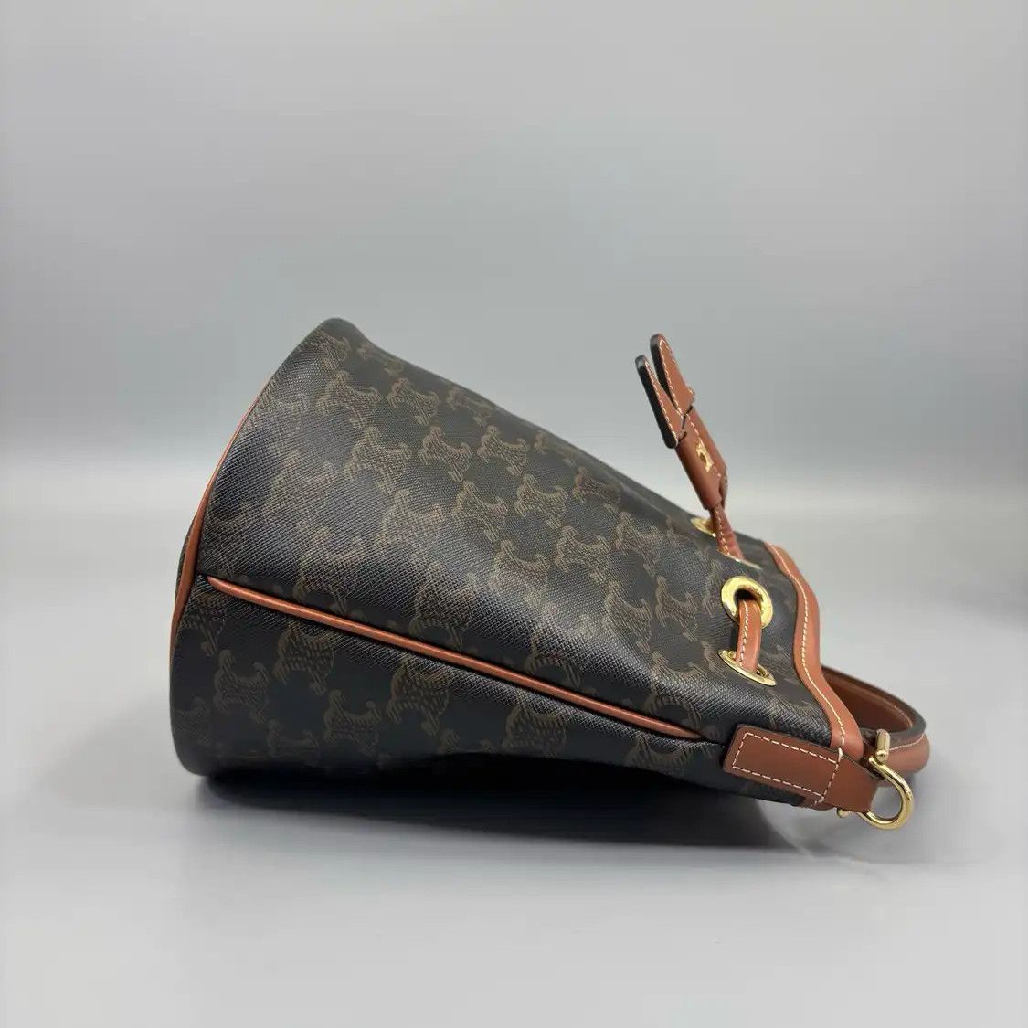 Celine CELINE CLARA Teen yellow browncoated canvas Triomphe crossbody bag Size ONE SIZE - 6 Thumbnail
