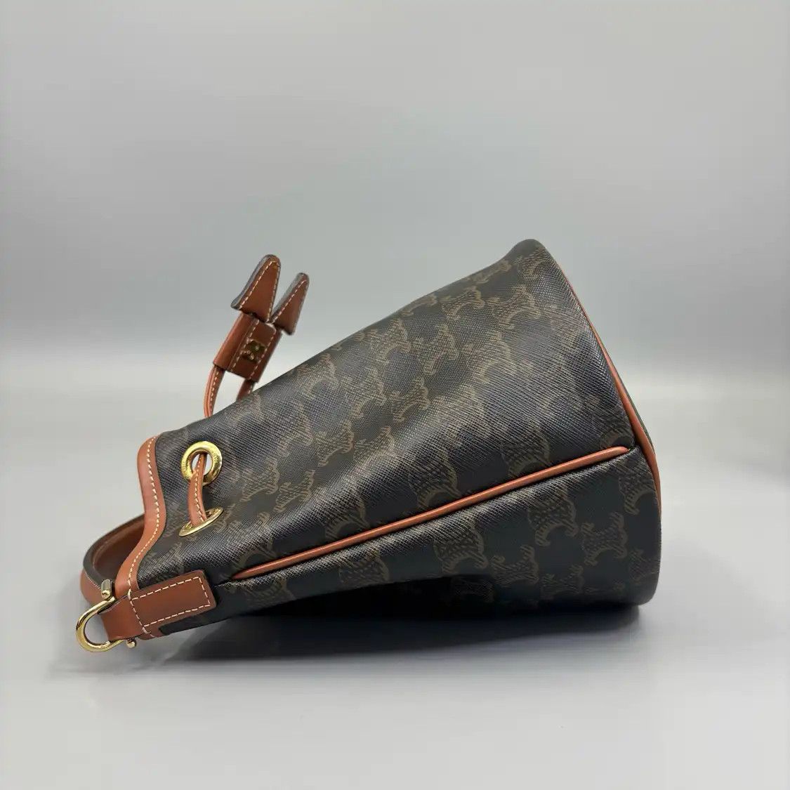 Celine CELINE CLARA Teen yellow browncoated canvas Triomphe crossbody bag Size ONE SIZE - 5 Thumbnail