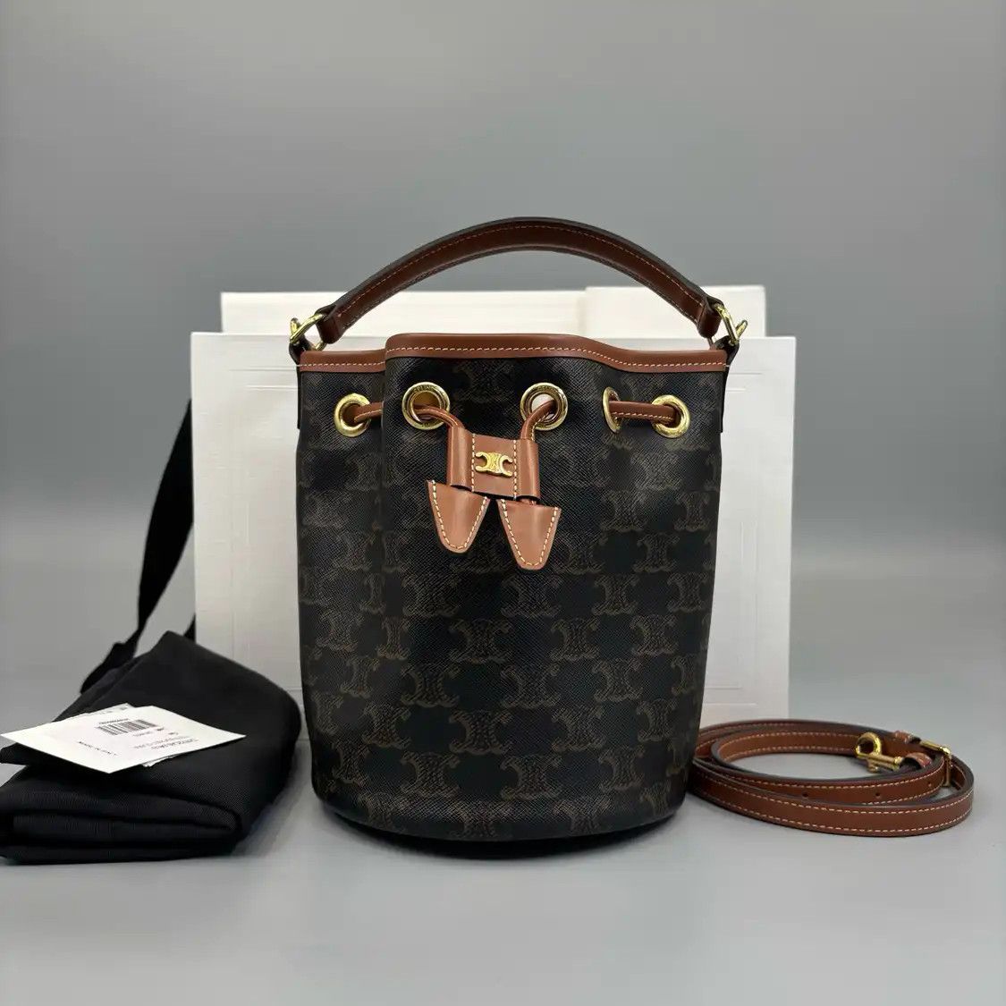 Celine CELINE CLARA Teen yellow browncoated canvas Triomphe crossbody bag Size ONE SIZE - 2 Thumbnail