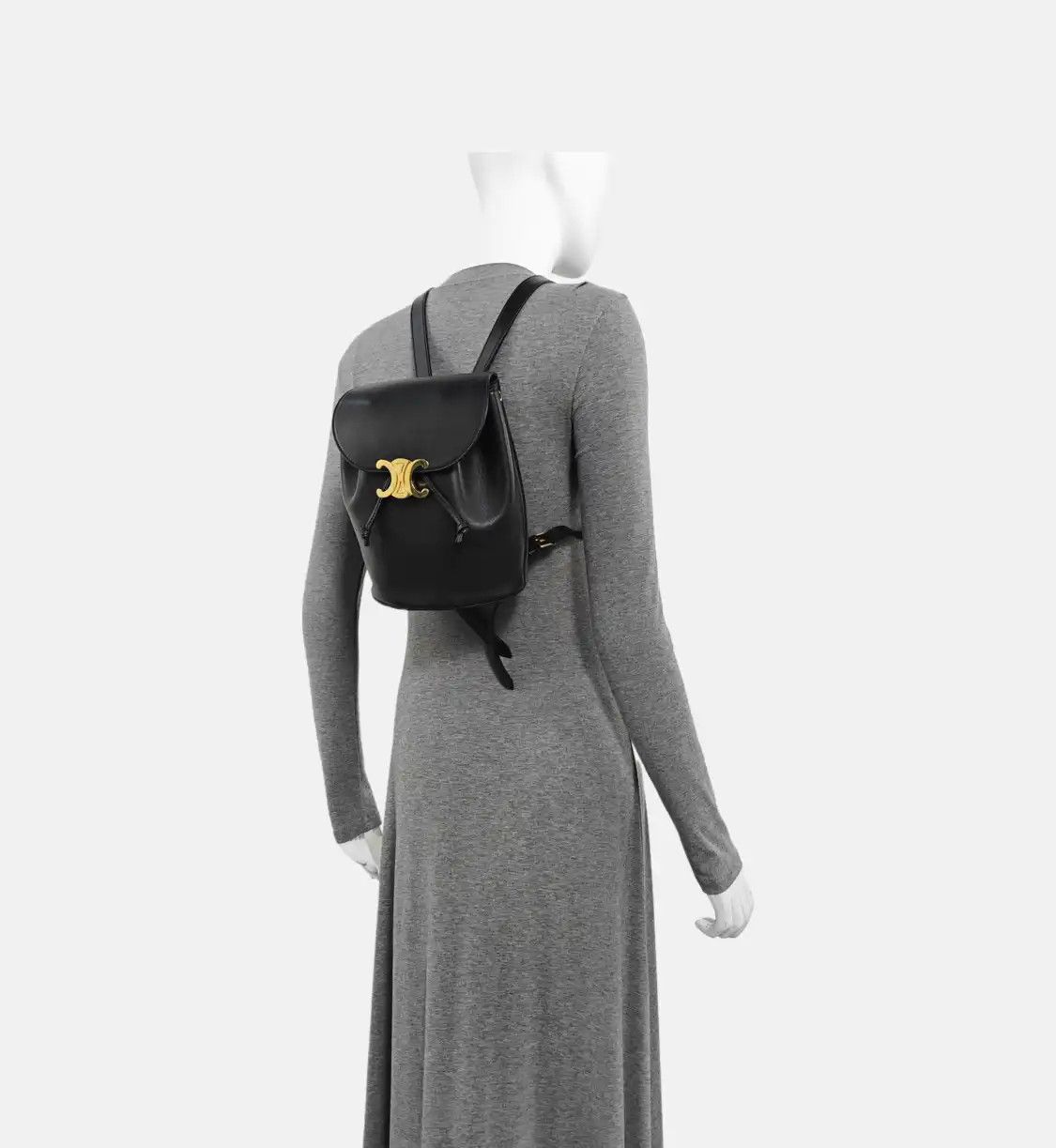 Celine CELINE BONNIE black cowhide leather Triomphe backpack handbag gold hardware Size ONE SIZE - 3 Thumbnail