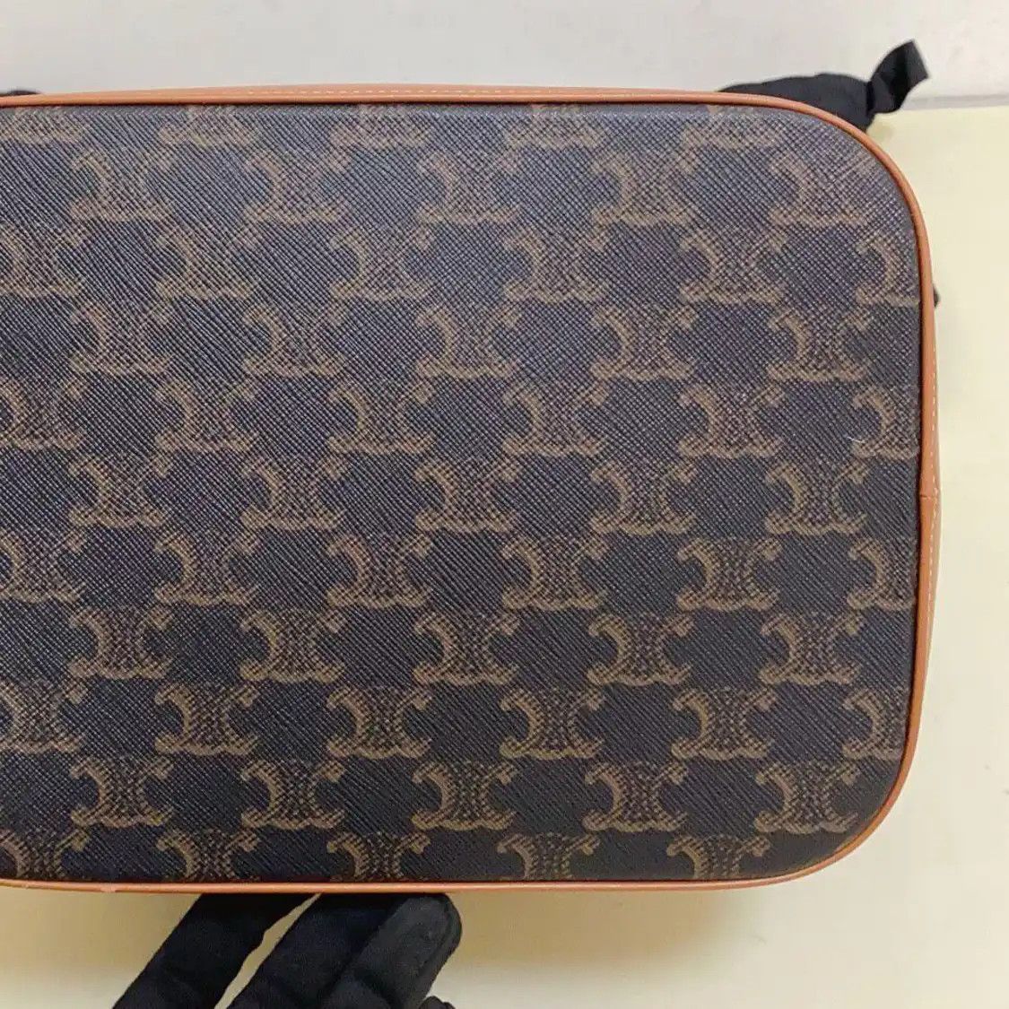 Celine CELINE bucket bag Medium dark browncoated canvas Triomphe print crossbody bag go Size ONE SIZE - 9 Thumbnail