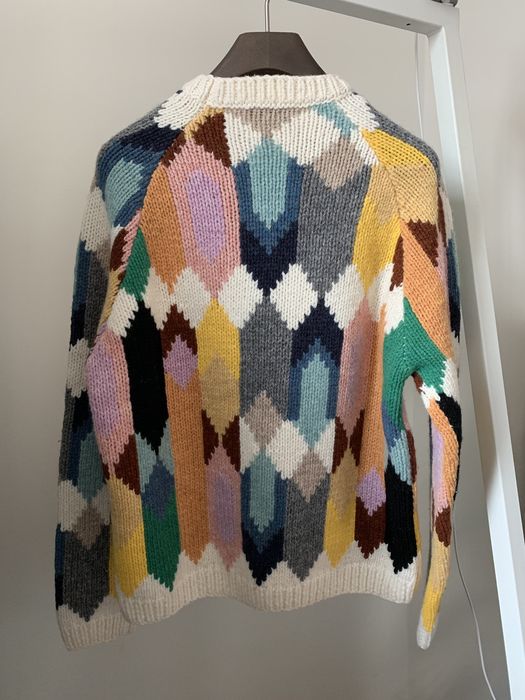 Prada Prada AW17 Handmade Geometric Shetland Wool Knit Sweater