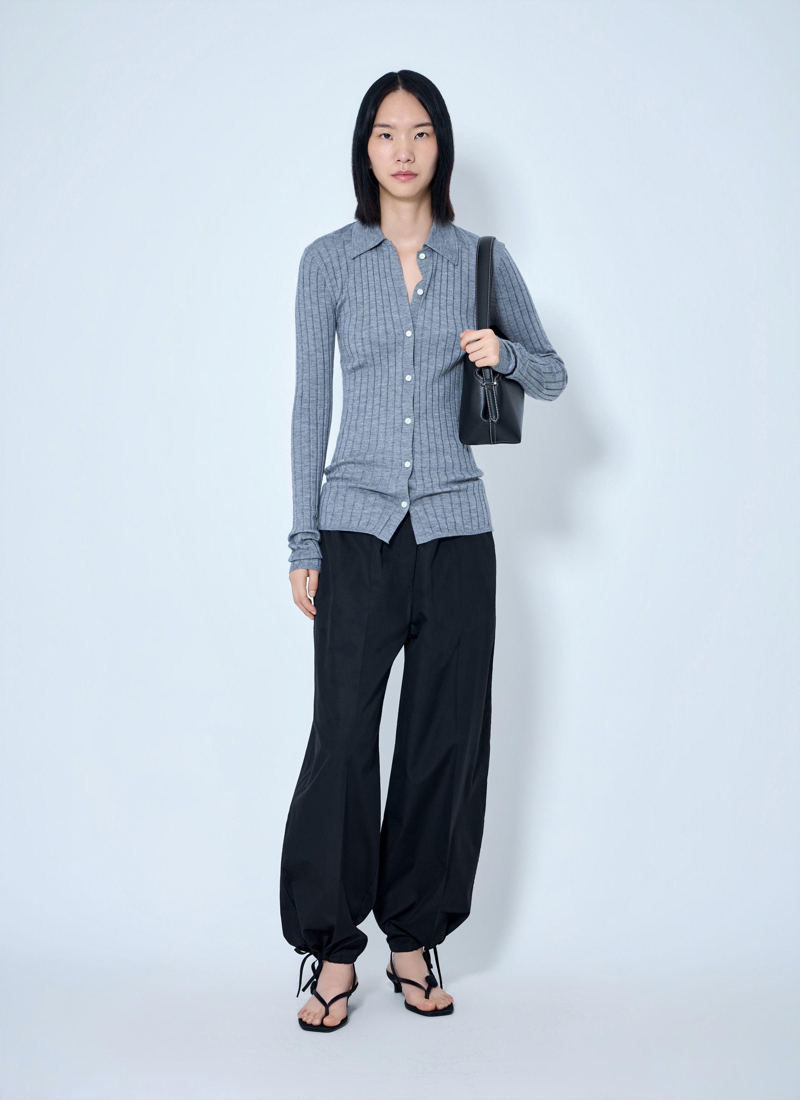 Toteme Drawstring Cotton Trousers (Fr 40) in Black, Women's (Size 28) — image 2 of 6
