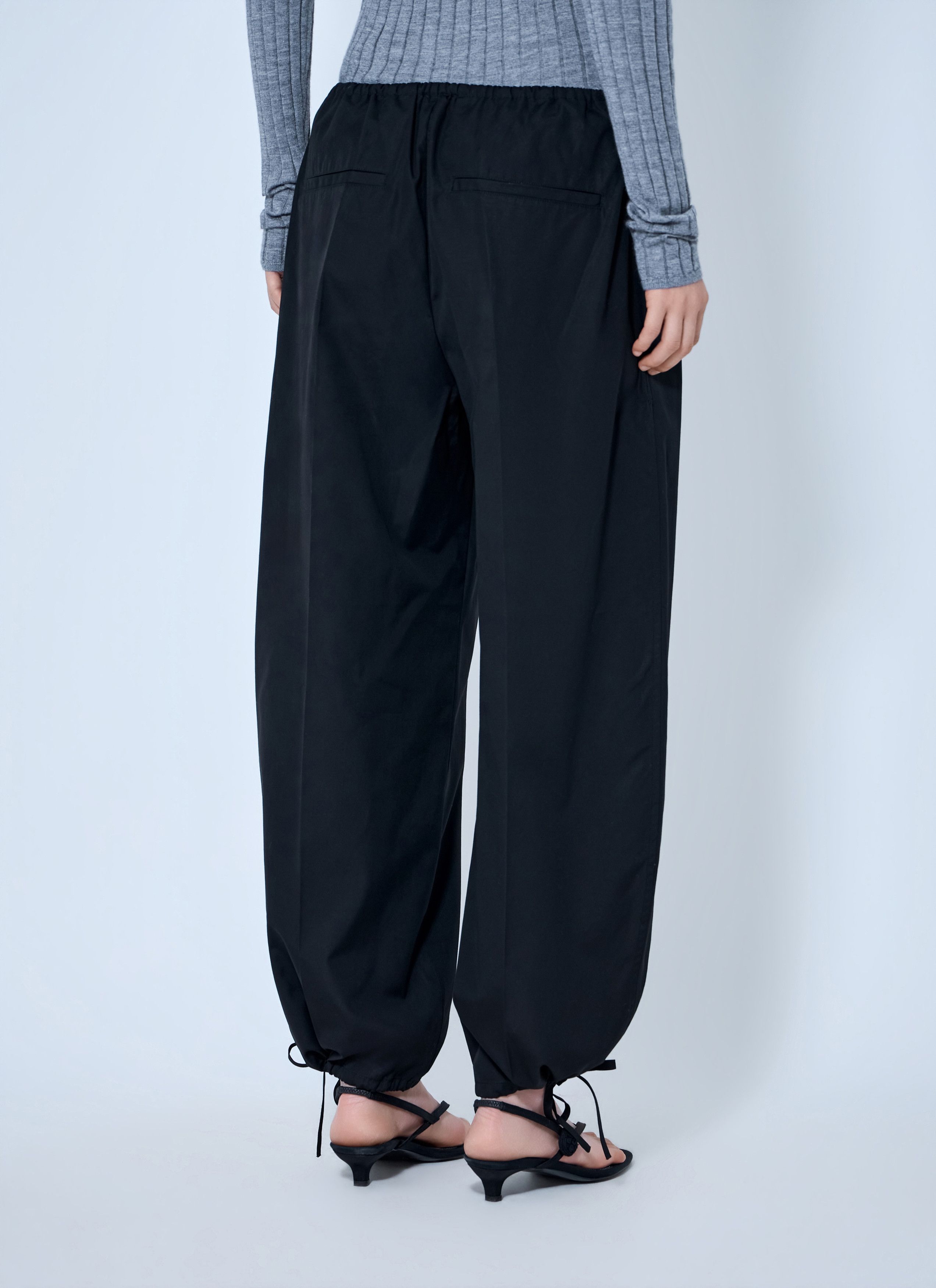Toteme Drawstring Cotton Trousers (Fr 40) in Black, Women's (Size 28) — image 4 of 6
